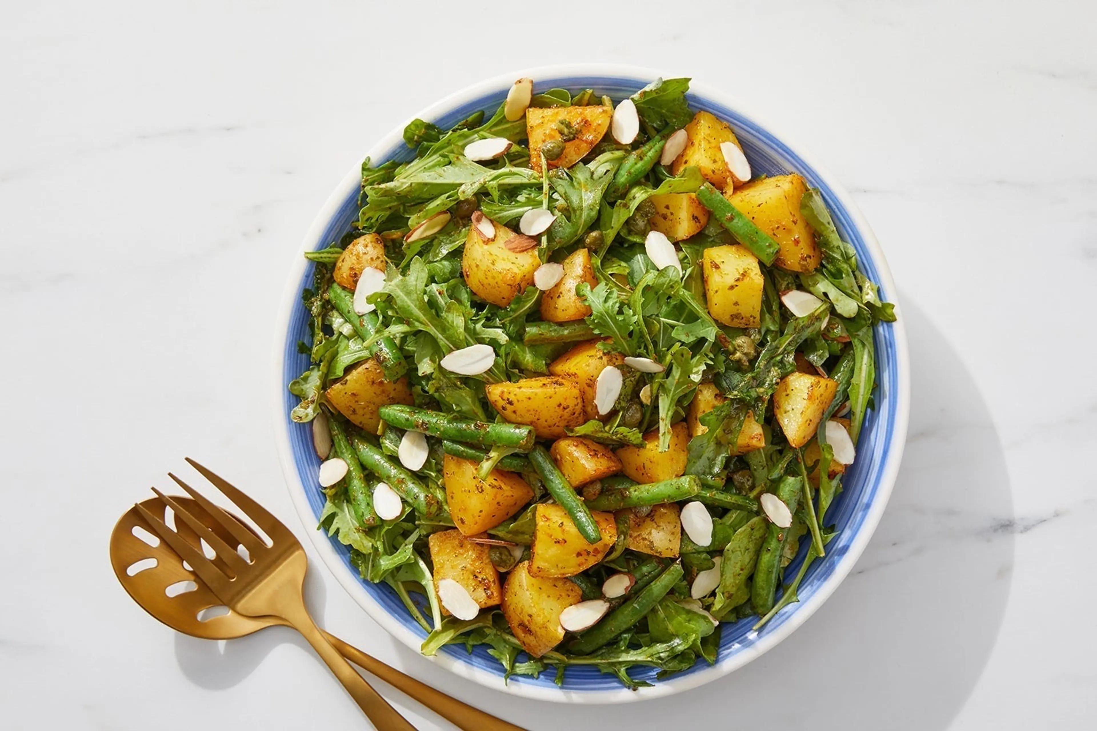 Roasted Potato & Green Bean Salad with Arugula & Salsa Verde