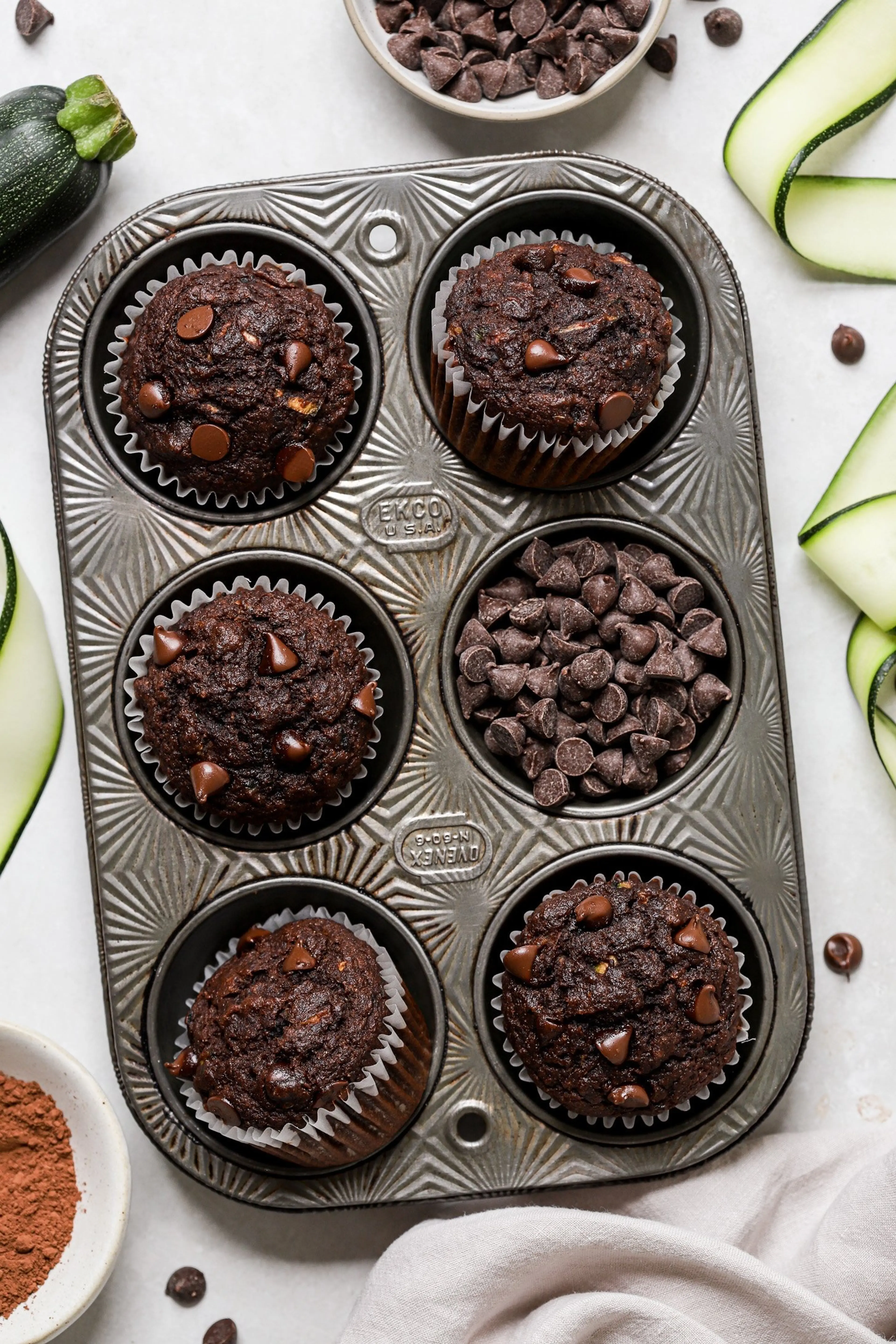 Healthy & Moist Chocolate Zucchini Muffins