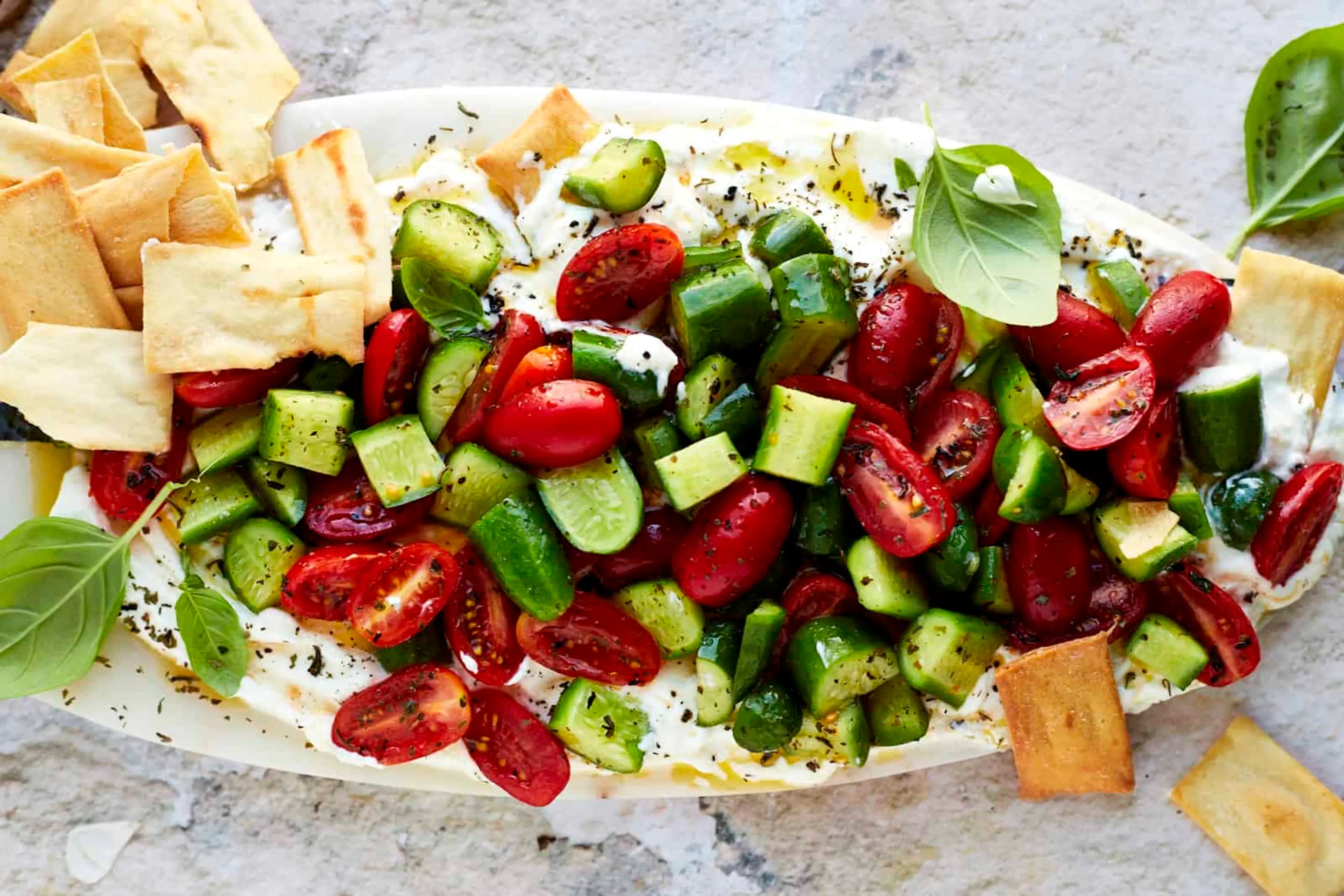 Cucumber and Tomato Salad with Whipped Feta