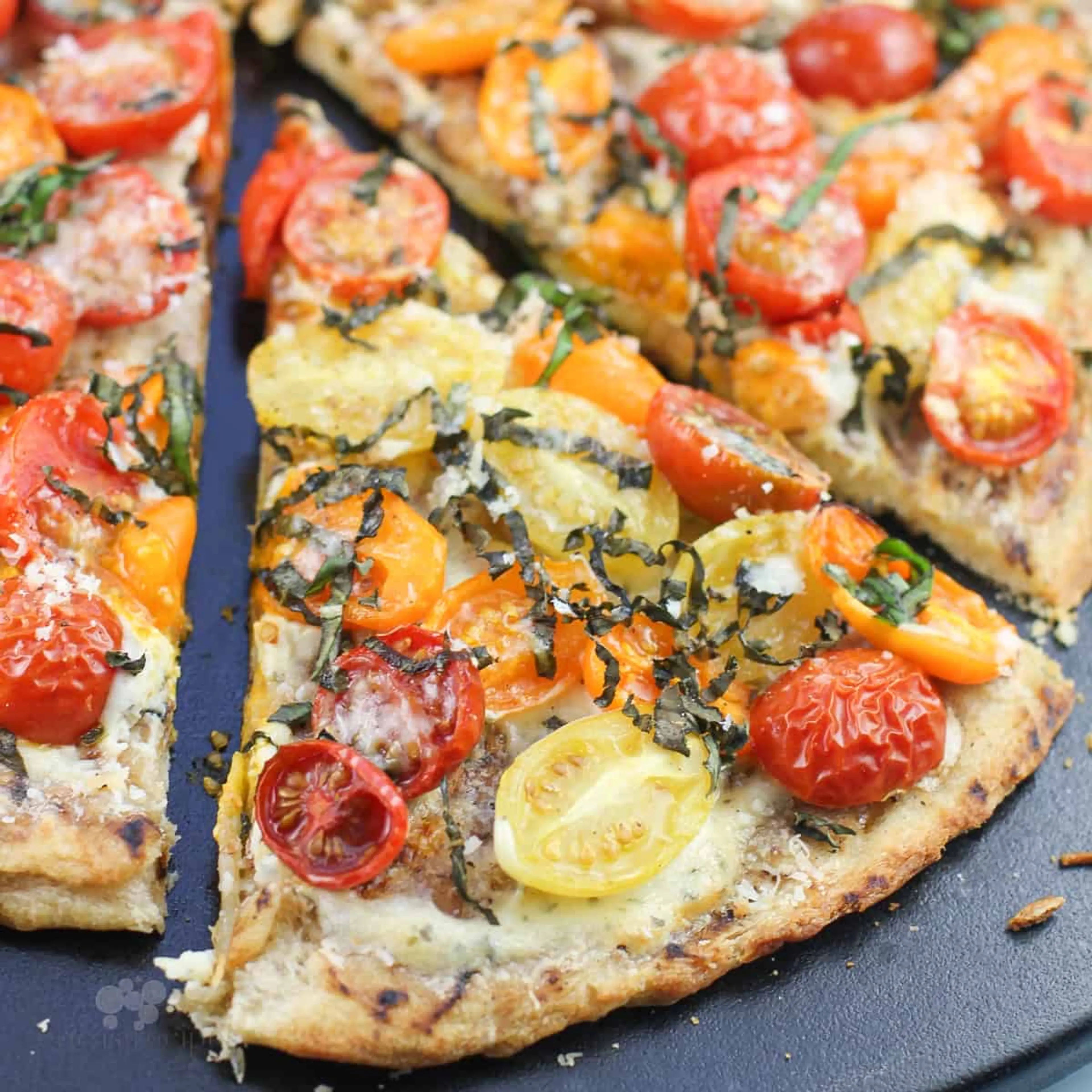 Tomato, Basil and Boursin Pizza