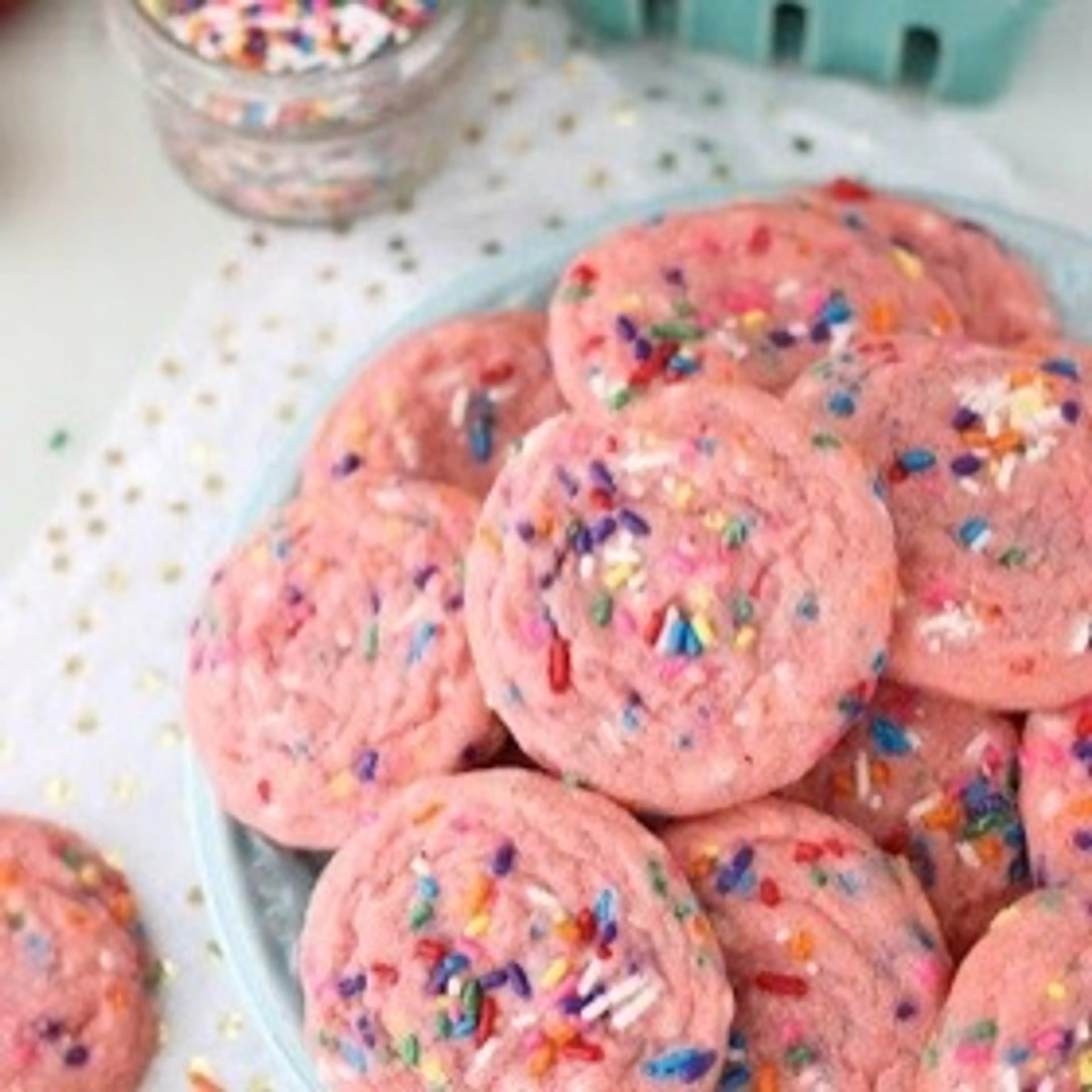 Pink Funfetti Cake Mix Cookies