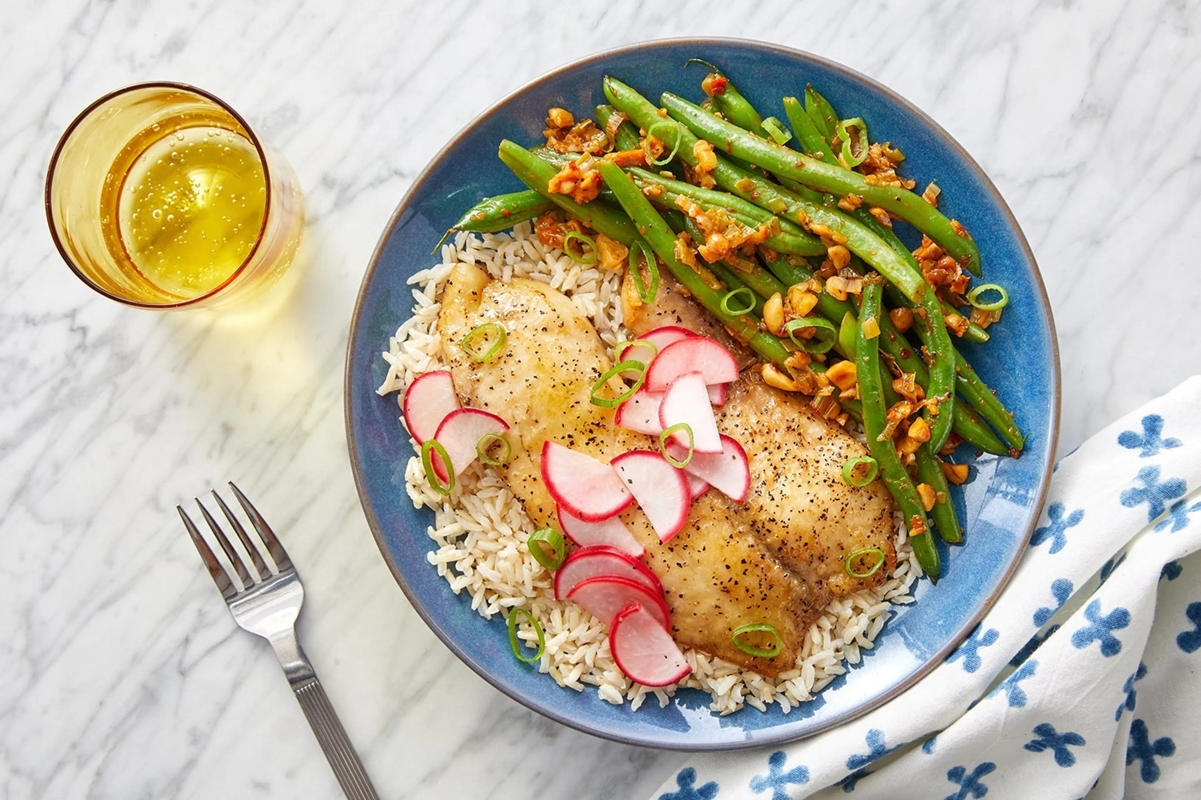 Honey-Teriyaki Tilapia with Spicy Green Beans & Brown Rice