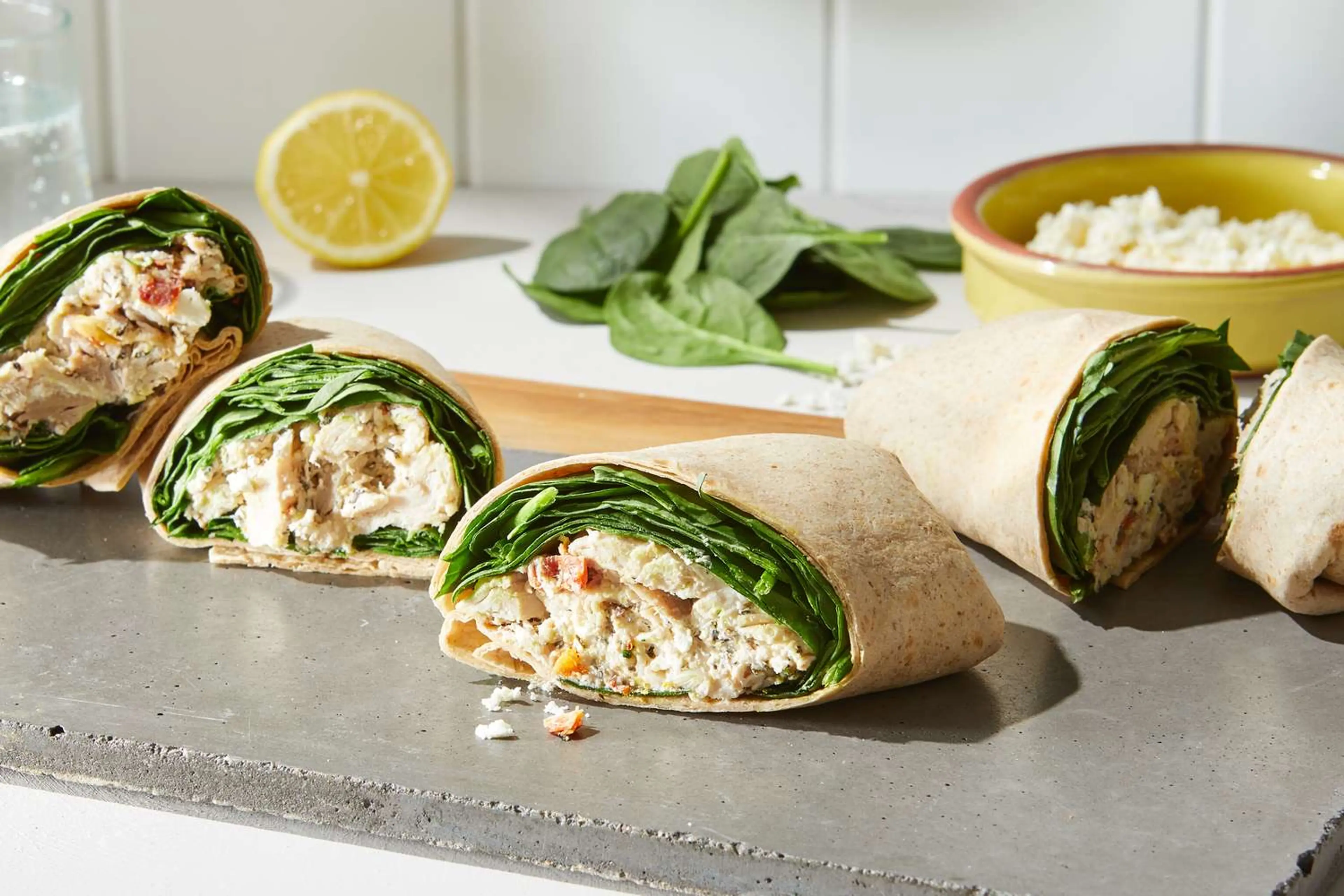 Chicken, Spinach & Feta Wraps