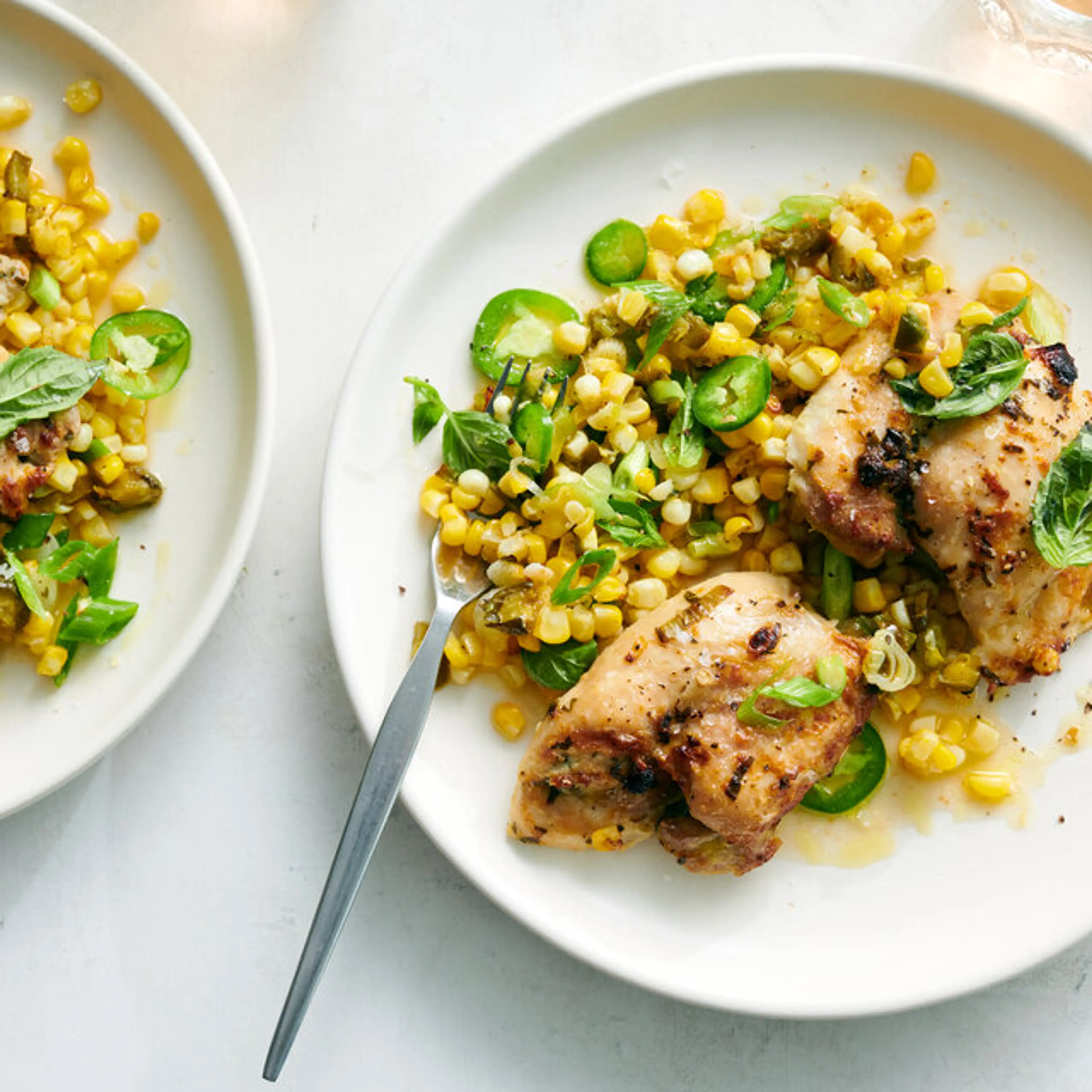 Sheet-Pan Chicken Thighs With Spicy Corn