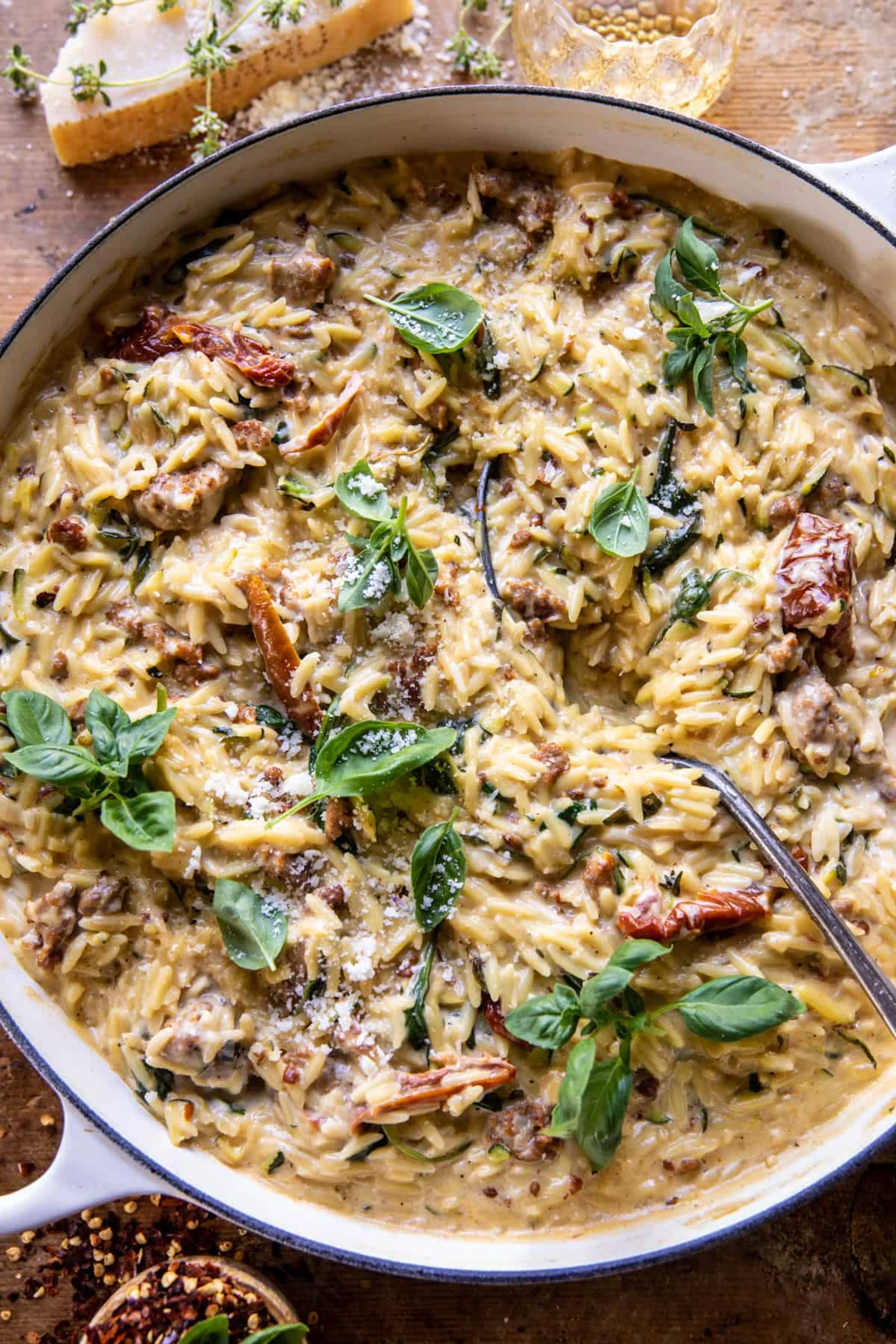 One Pot Creamy Sun-Dried Tomato Orzo