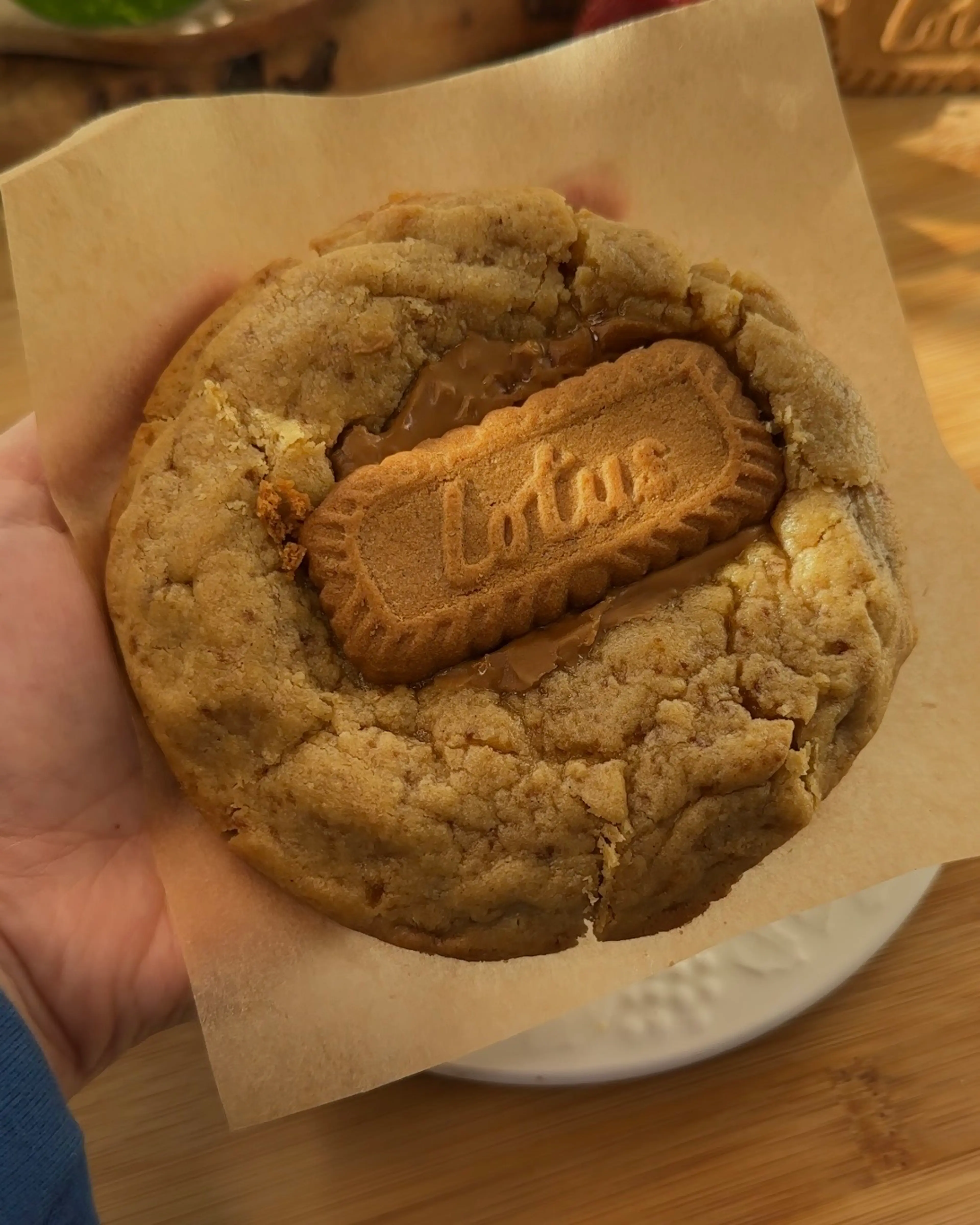 Single serve Biscoff stuffed cookie