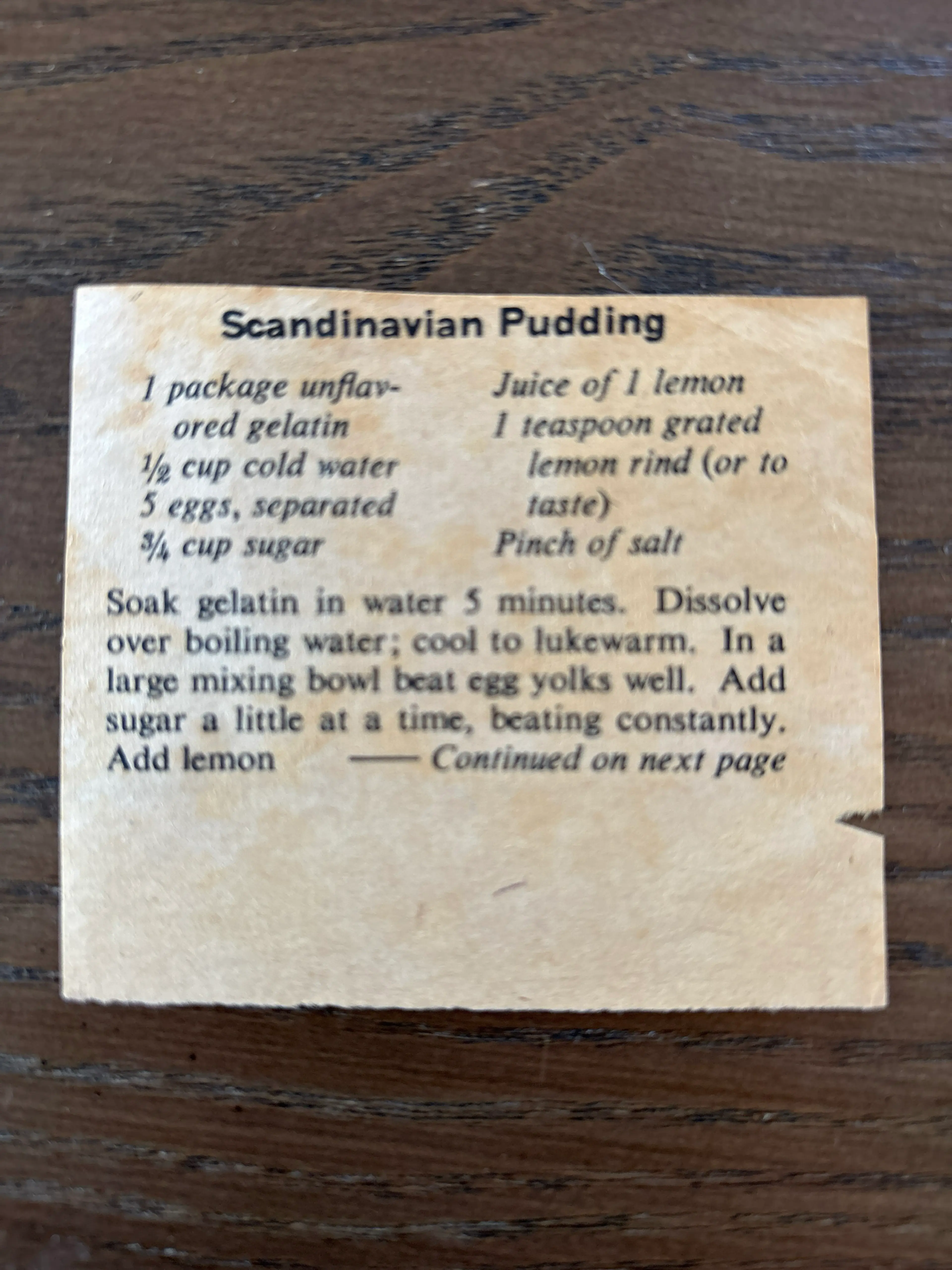 Scandinavian Pudding