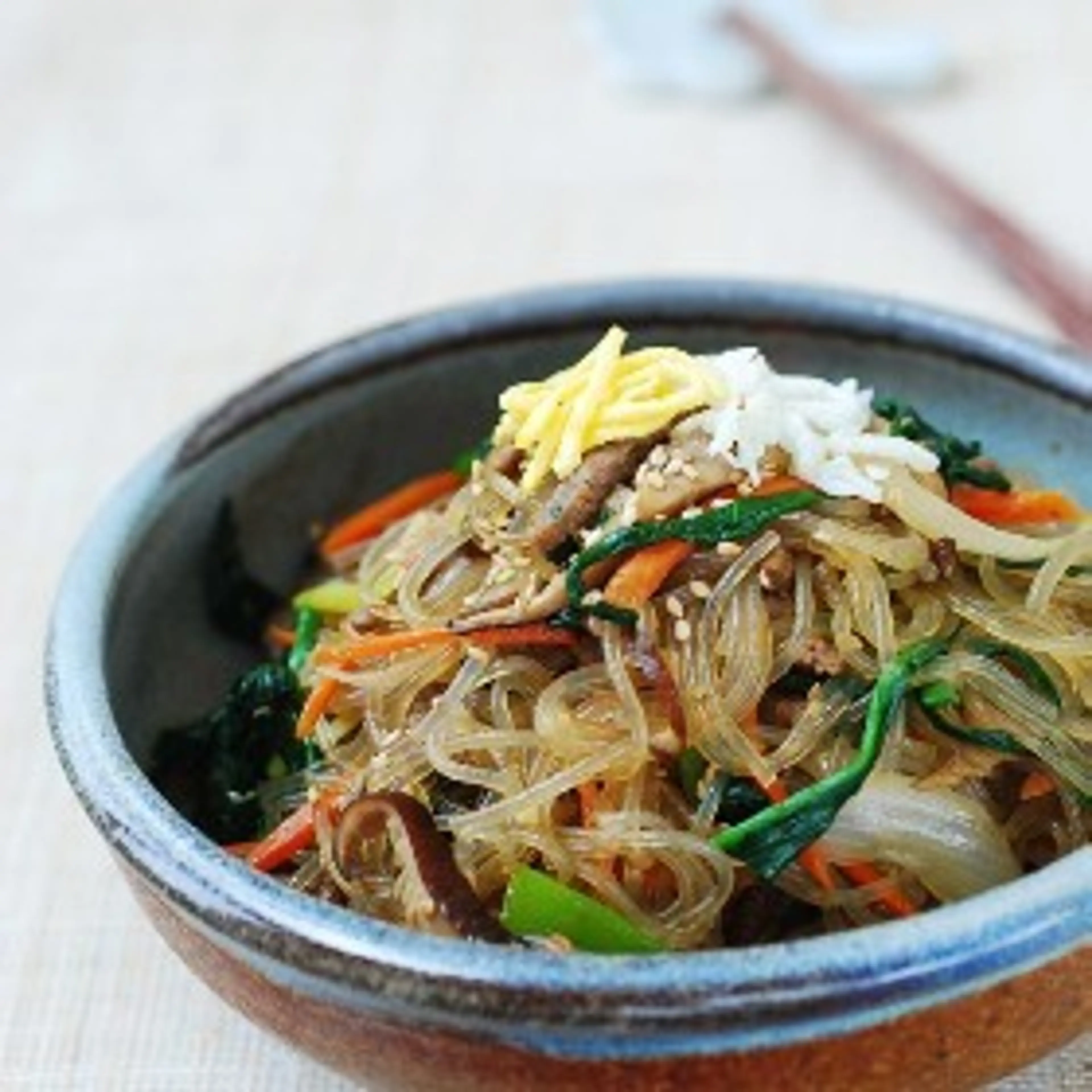 Japchae (Stir-Fried Starch Noodles with Vegetables)