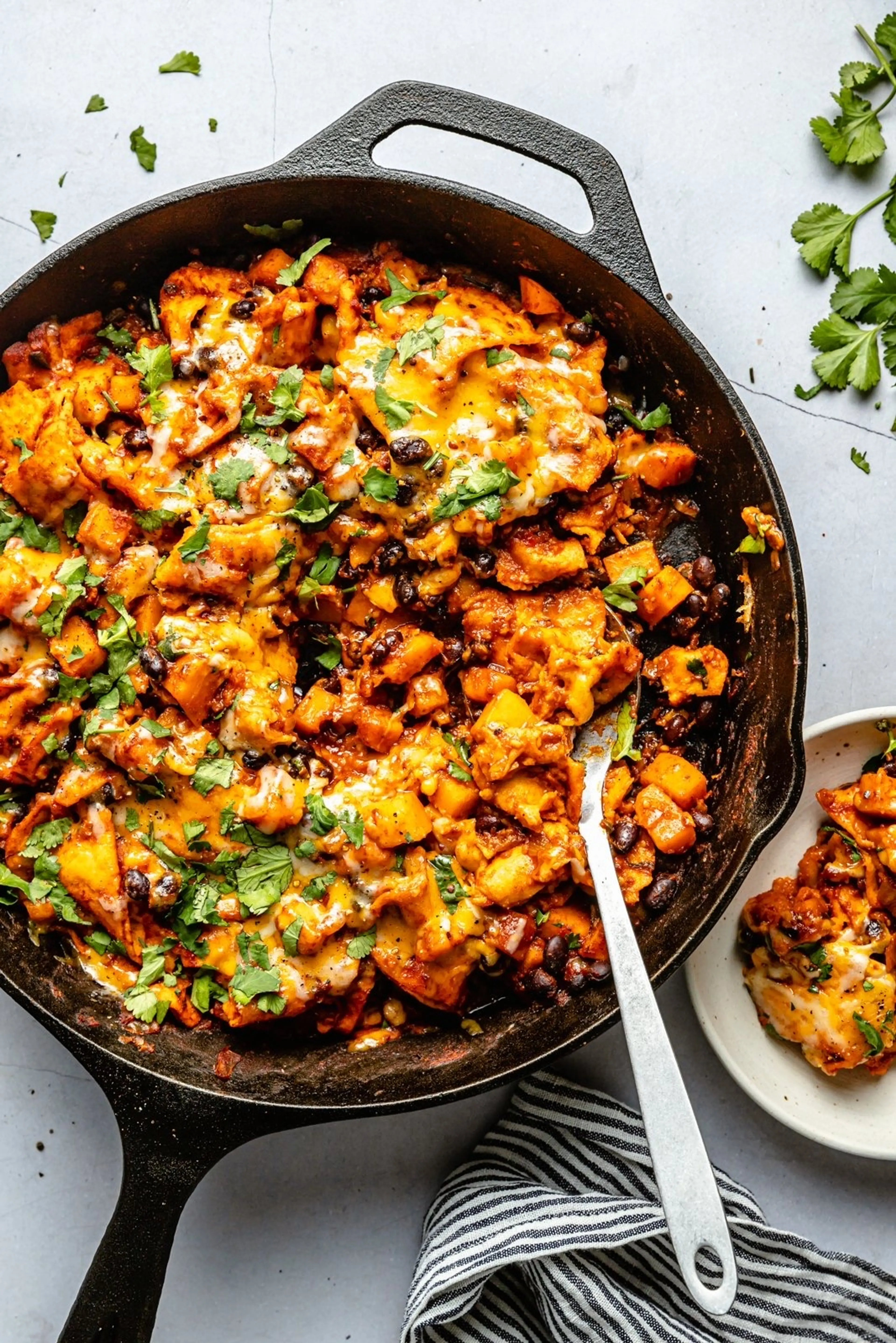 Butternut Squash and Black Bean Enchilada Skillet