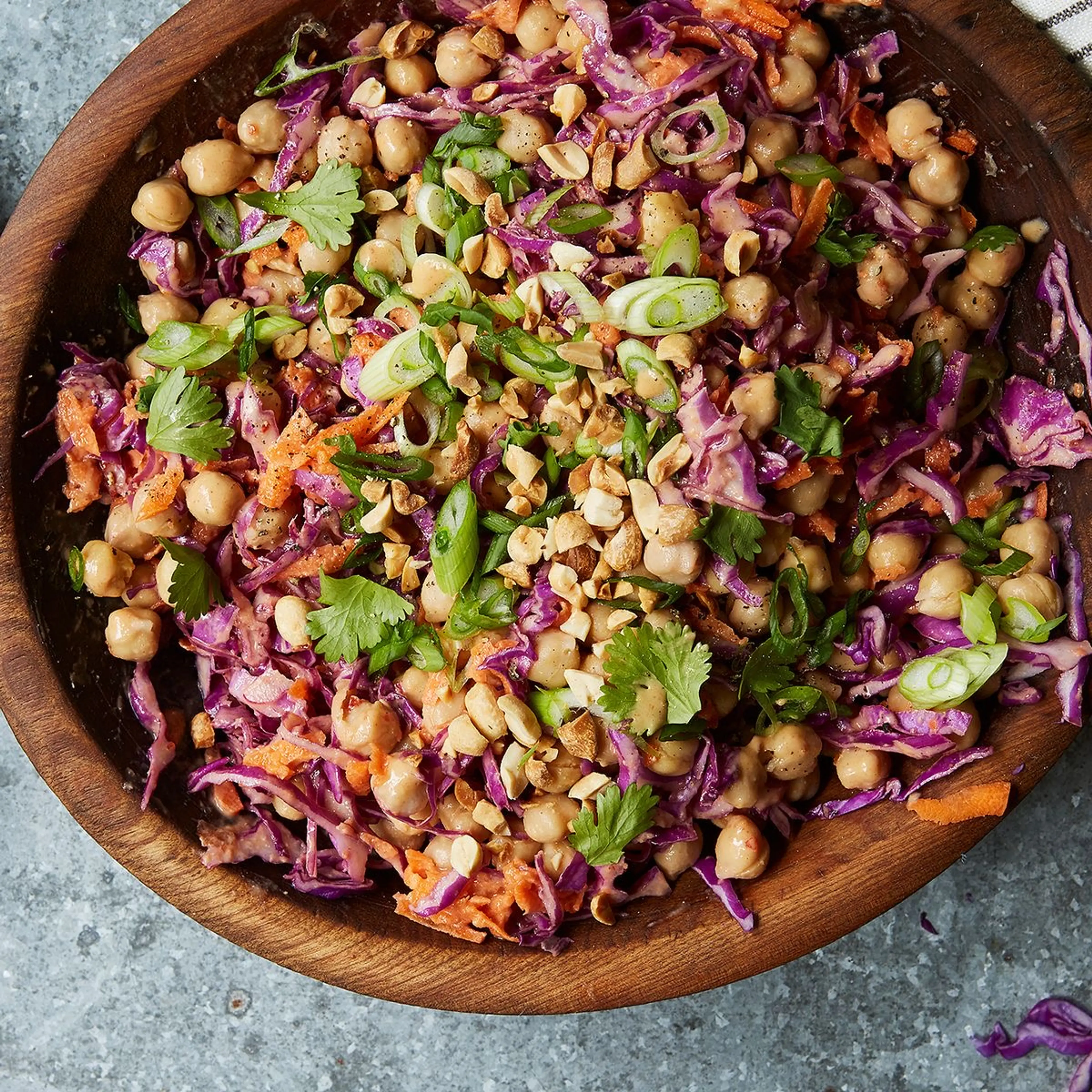 Chickpea Vegetable Bowl with Peanut Dressing