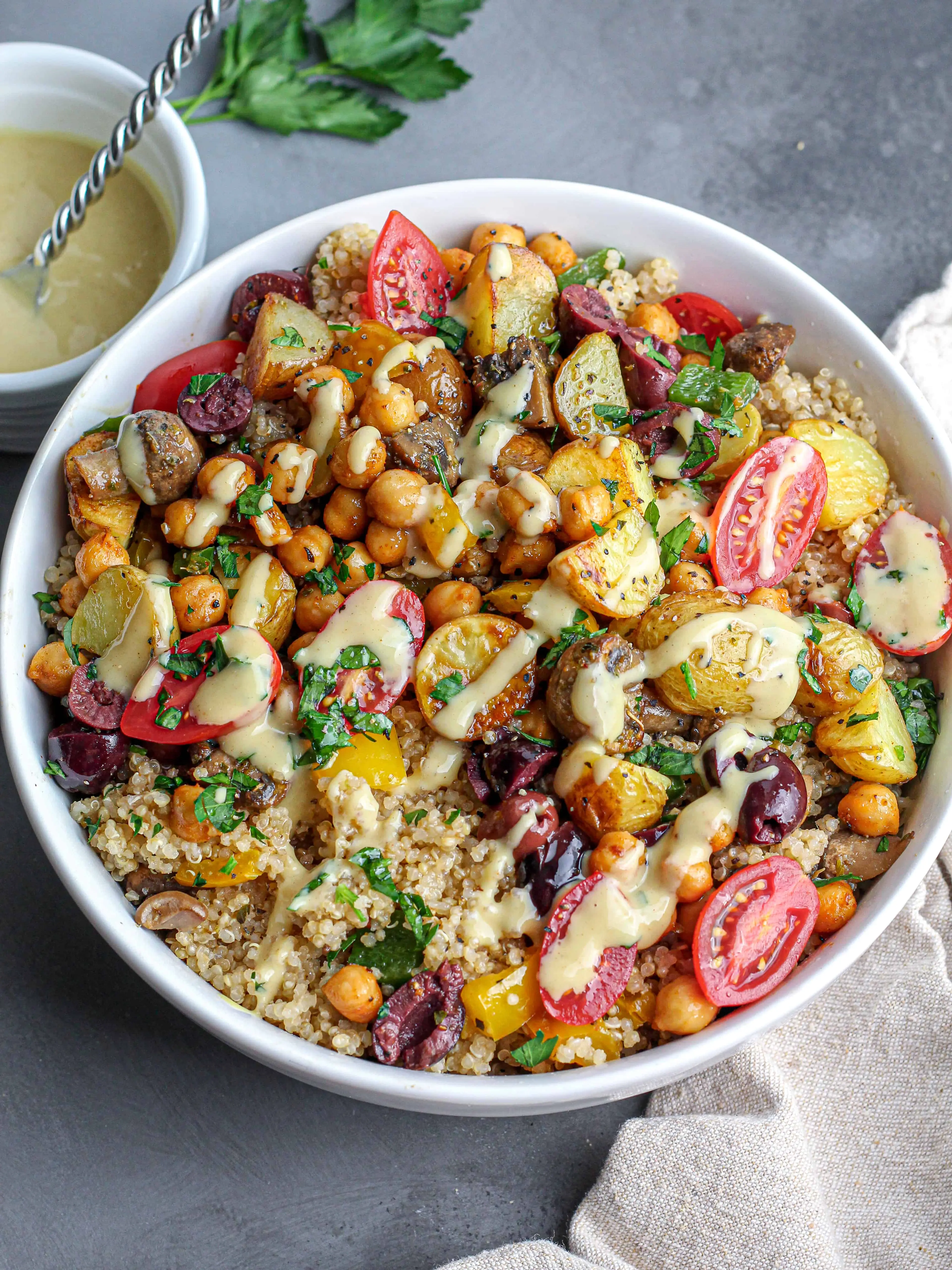 Roasted Potato & Chickpea Quinoa Bowl