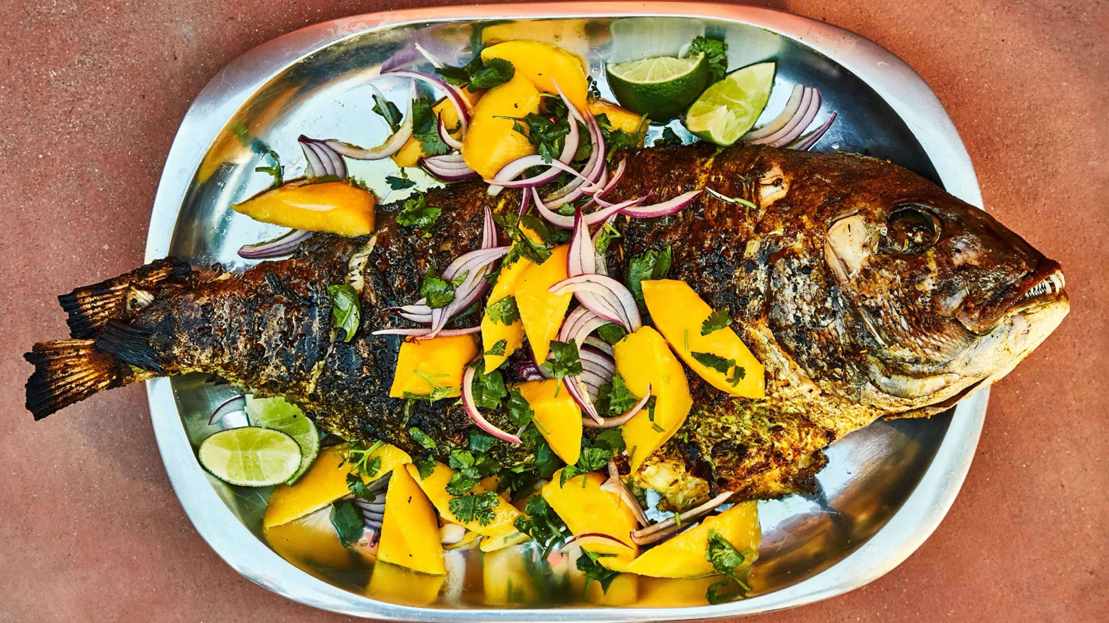 Grilled Snapper With Mango and Red Onion Salad