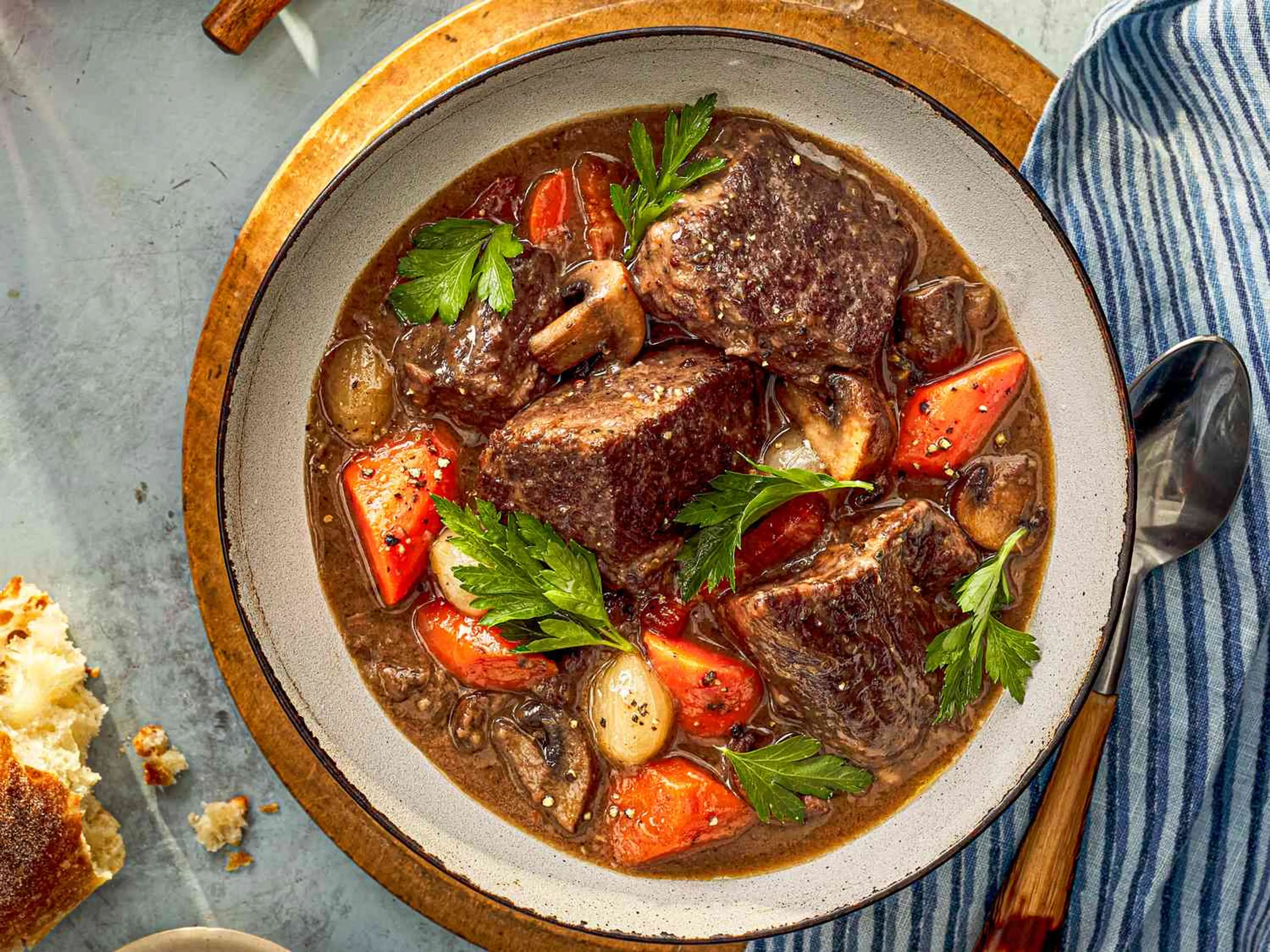 Boeuf Bourguignon (Beef Stew With Red Wine, Mushrooms, and B