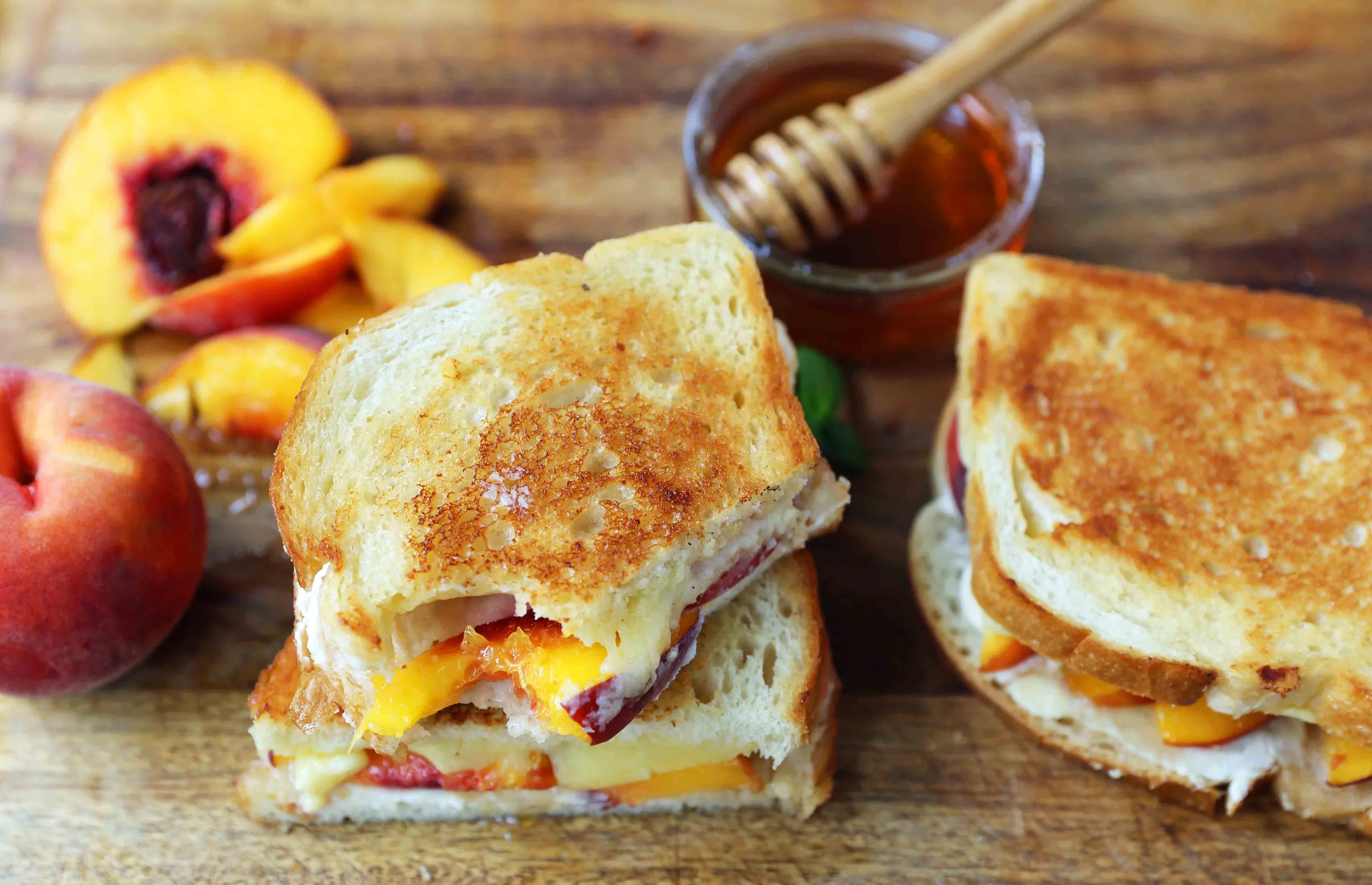 Honey Peach White Cheddar Grilled Cheese Sandwich