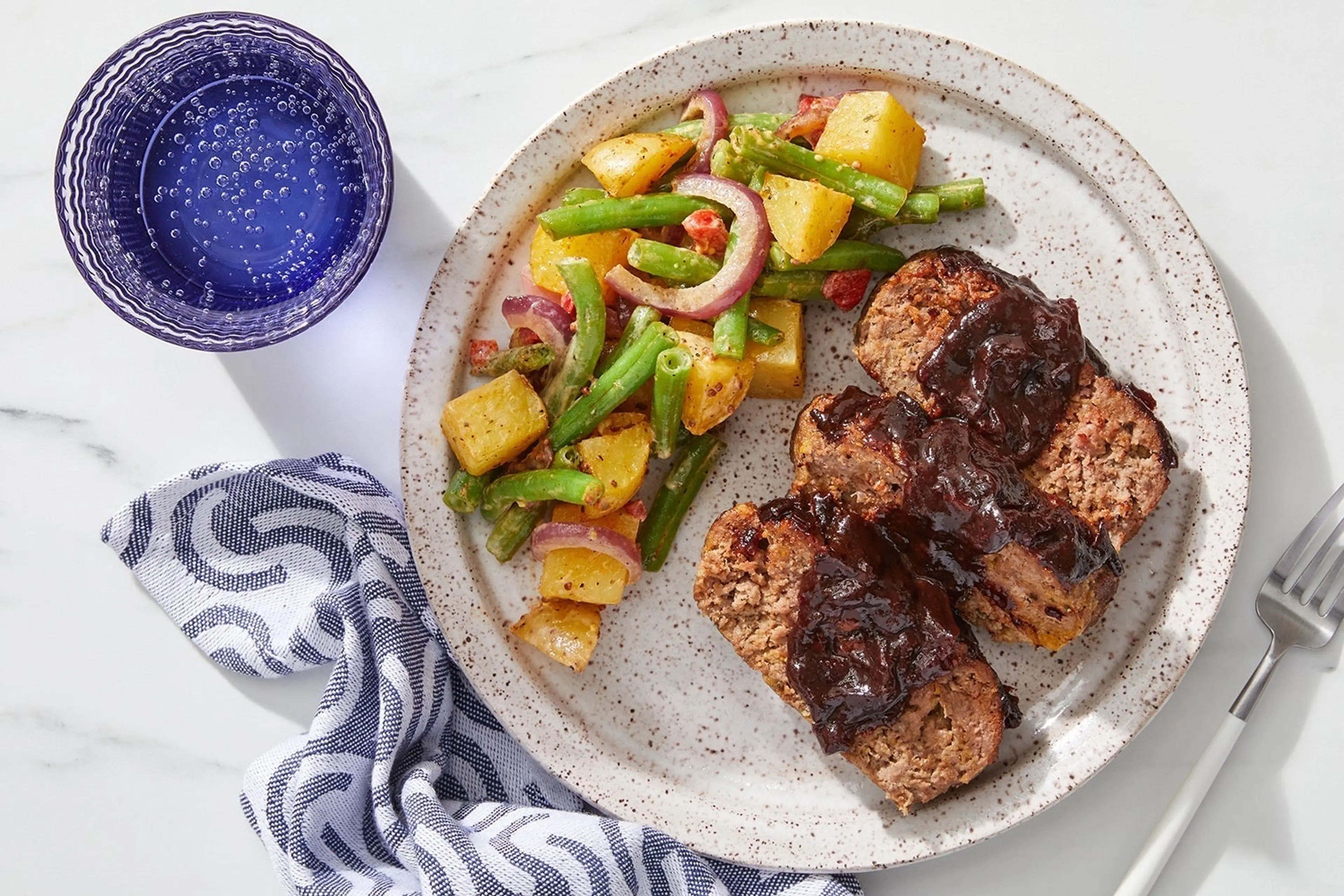 Sour Cherry & Chipotle-Glazed Meatloaf with Green Bean & Pot