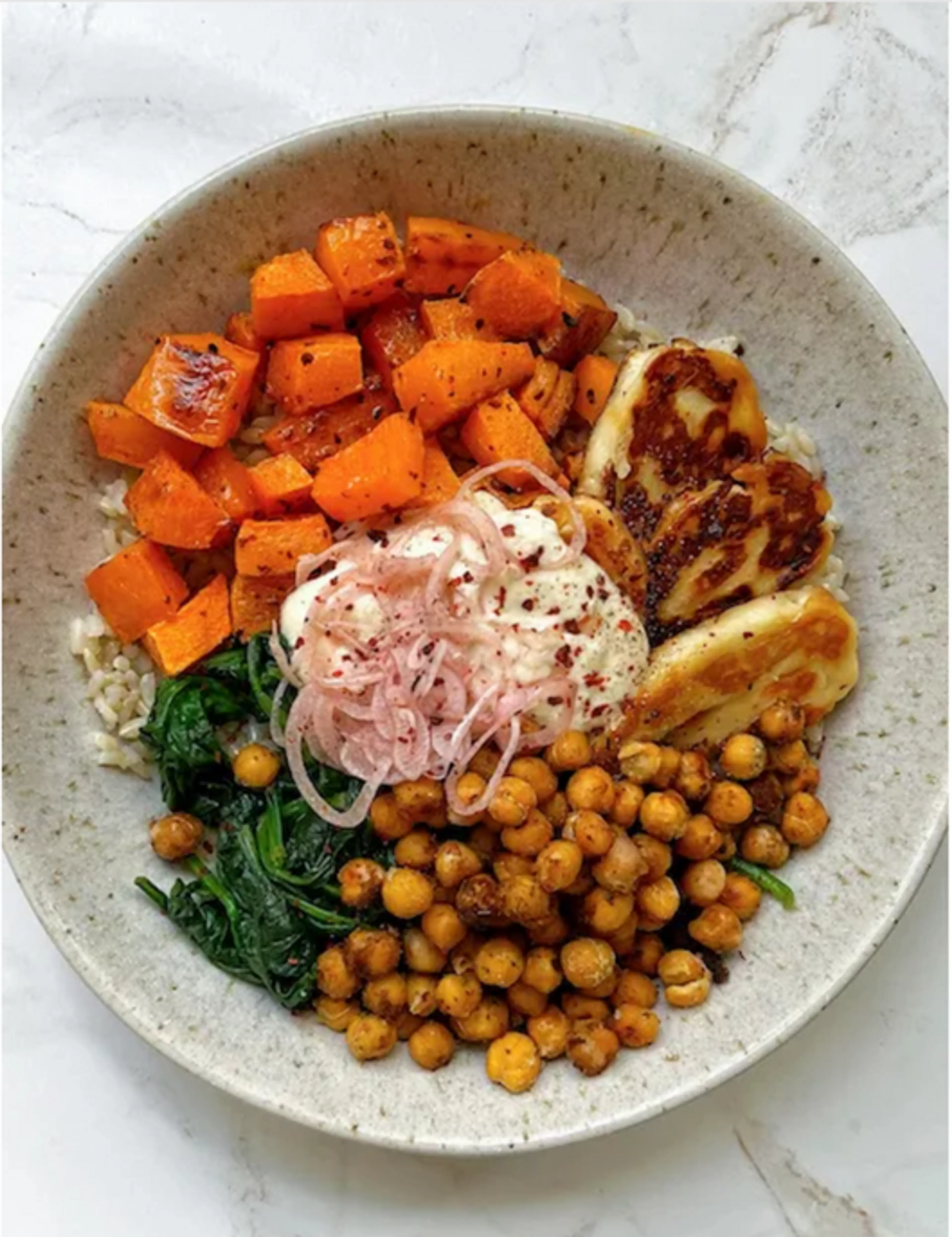 Winter Hot Honey Halloumi Bowl