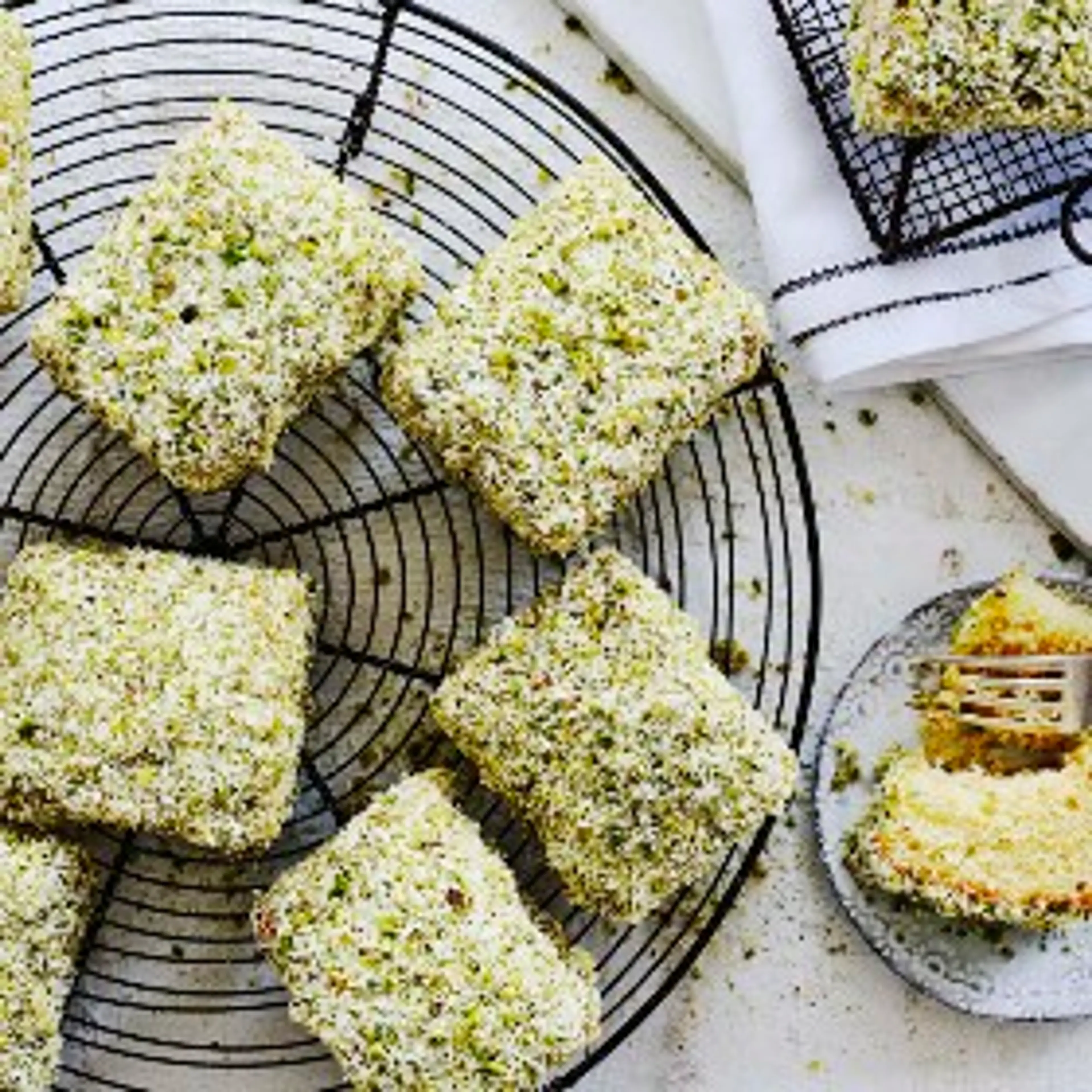 Mango, Passionfruit and Pistachio Lamingtons