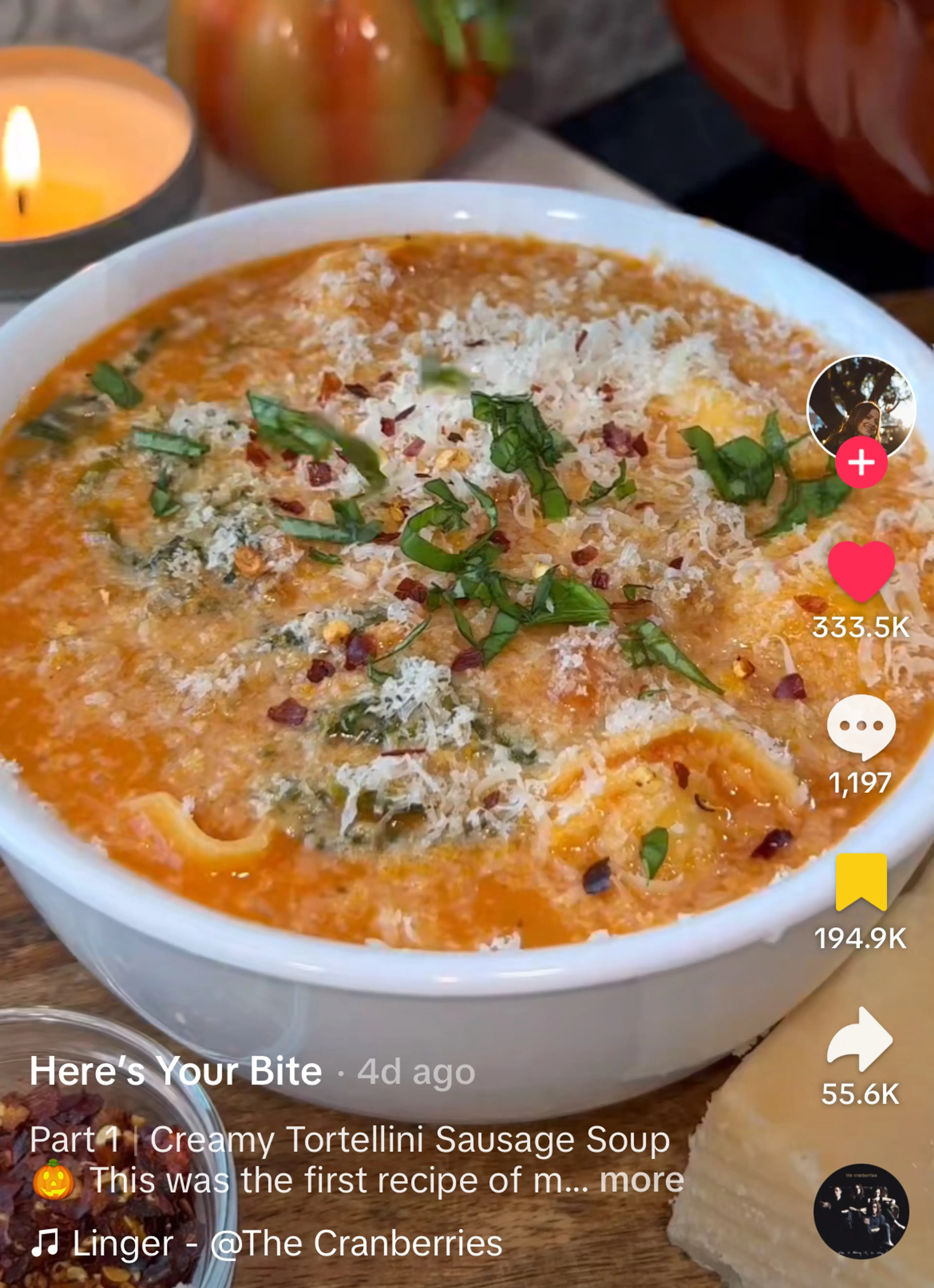 TikTok Creamy Tortellini Sausage Soup