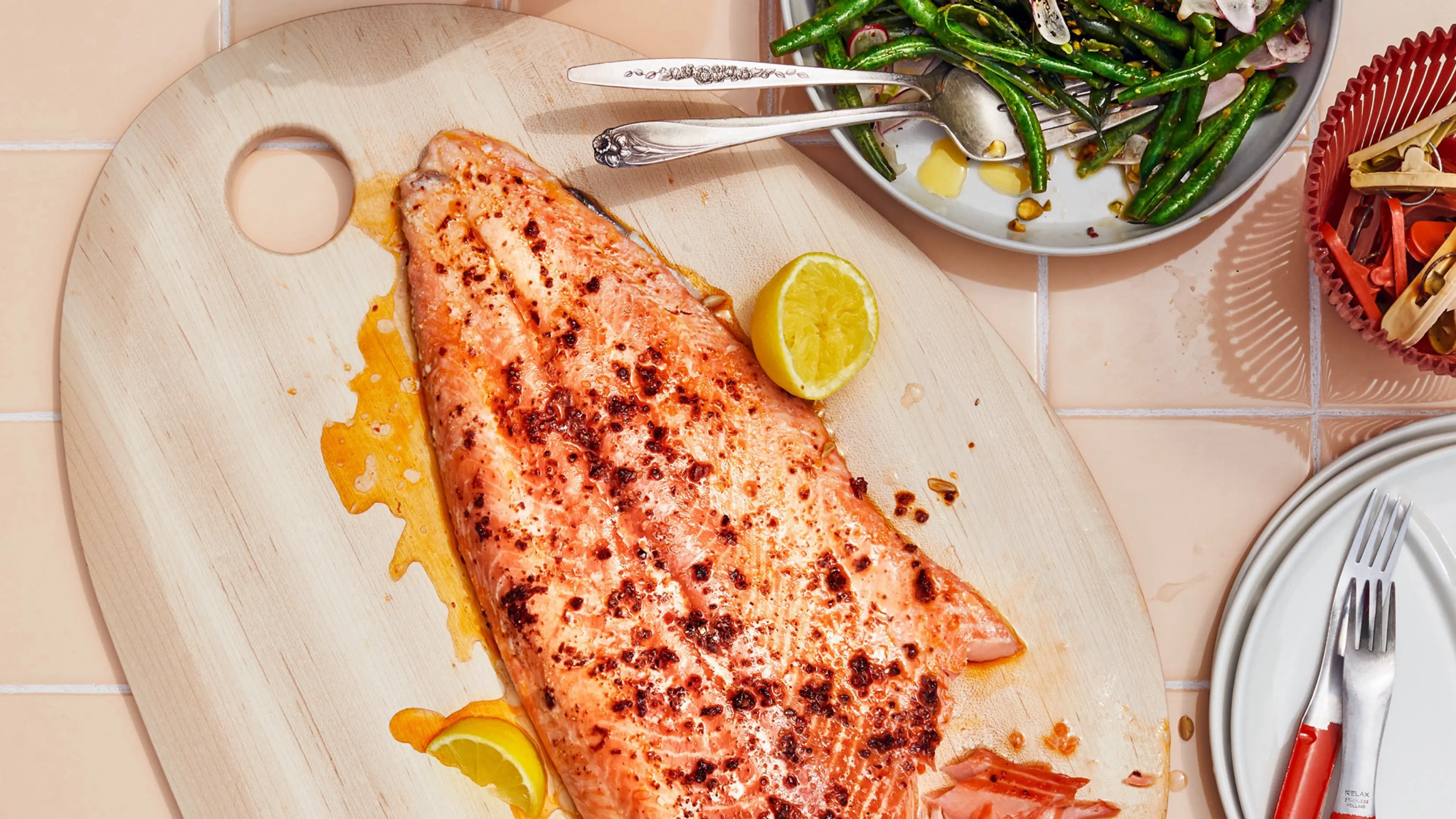 Cold Roast Salmon With Green Bean Salad