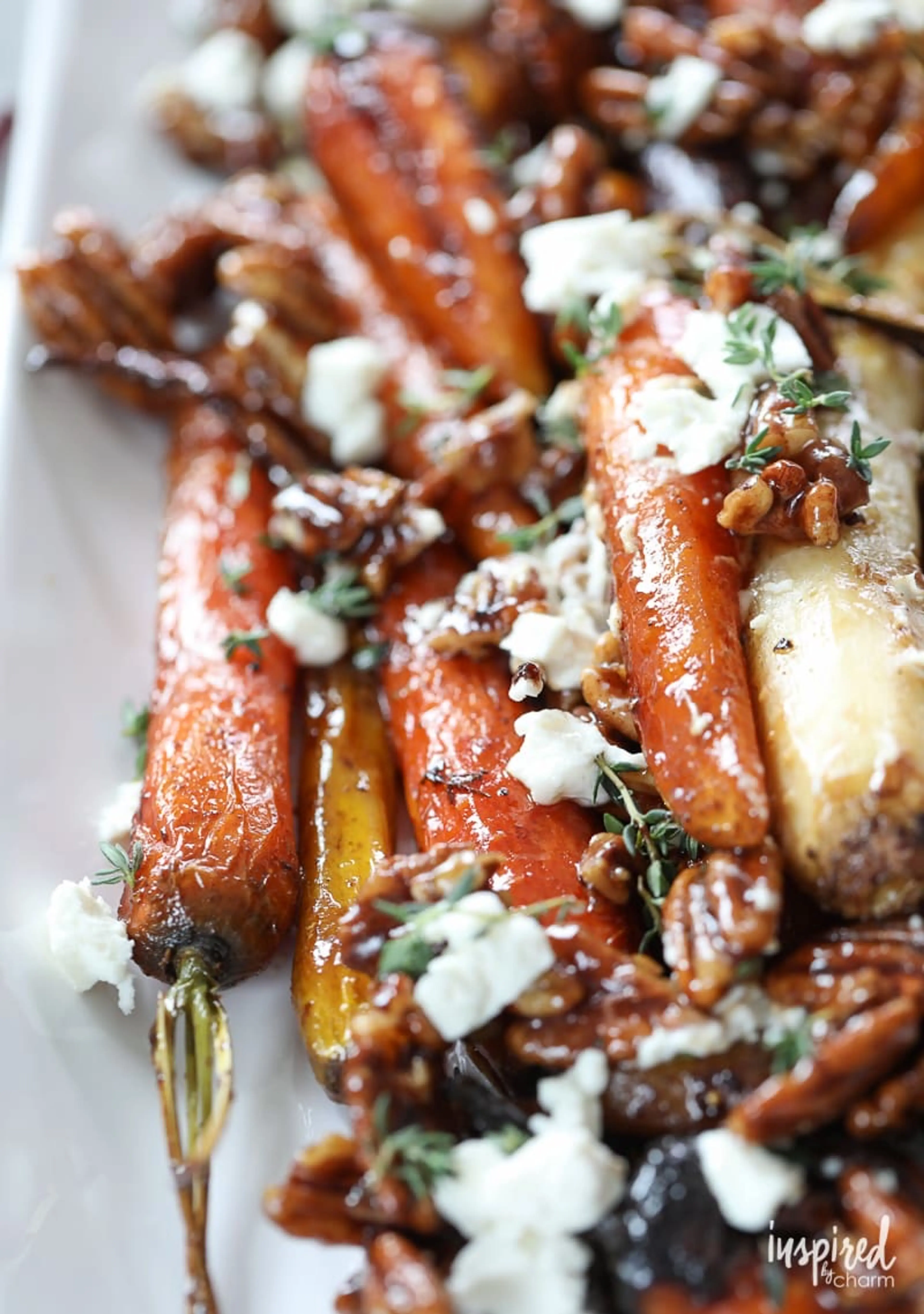 Roasted Carrots with Candied Pecan and Goat Cheese