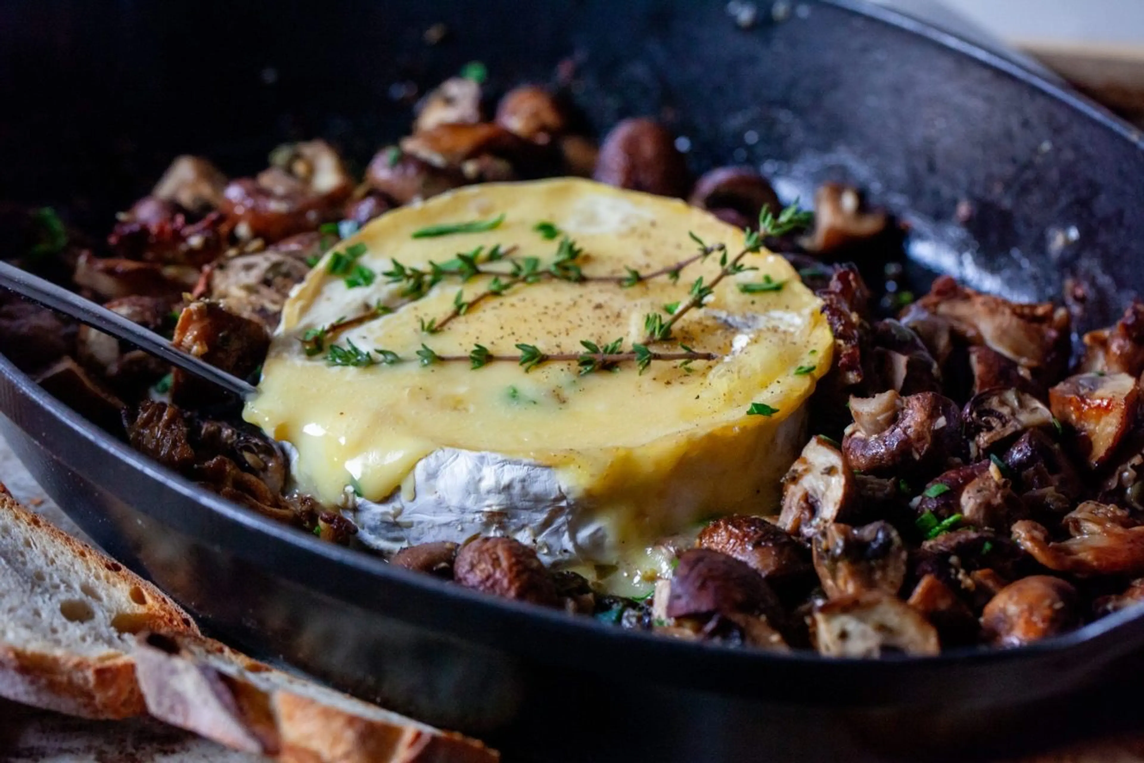 Baked Brie with Garlic Butter Mushrooms