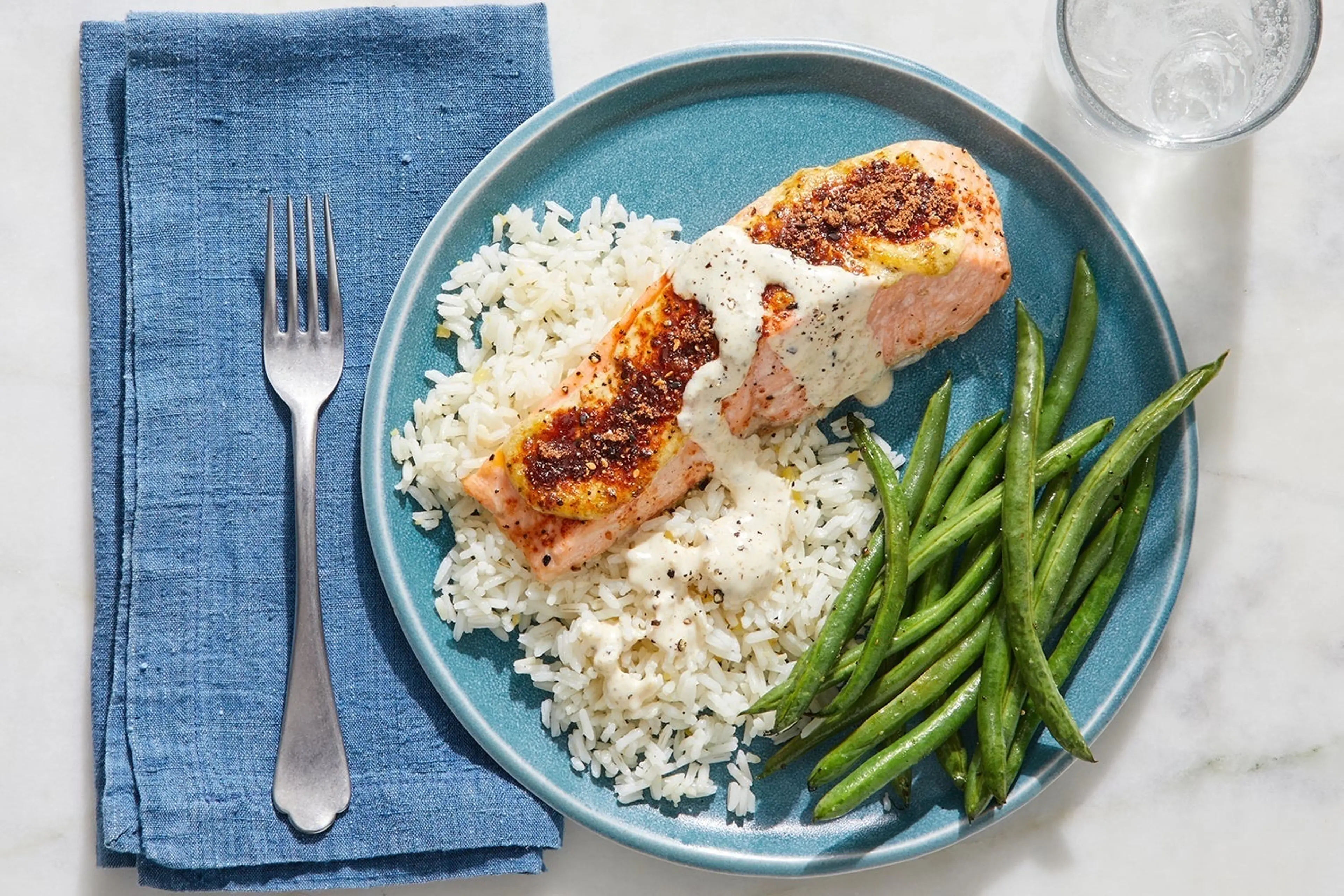 Sweet Paprika Roasted Salmon with Garlic-Ginger Rice & Yuzu