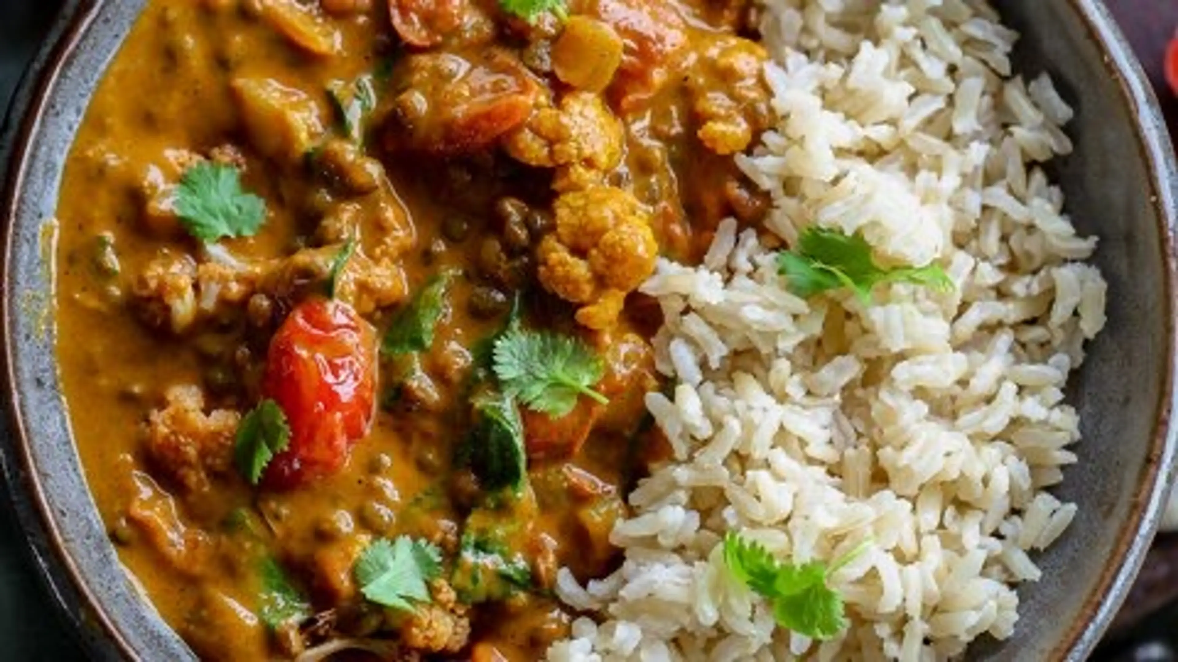 Roasted Cauliflower Lentil Curry