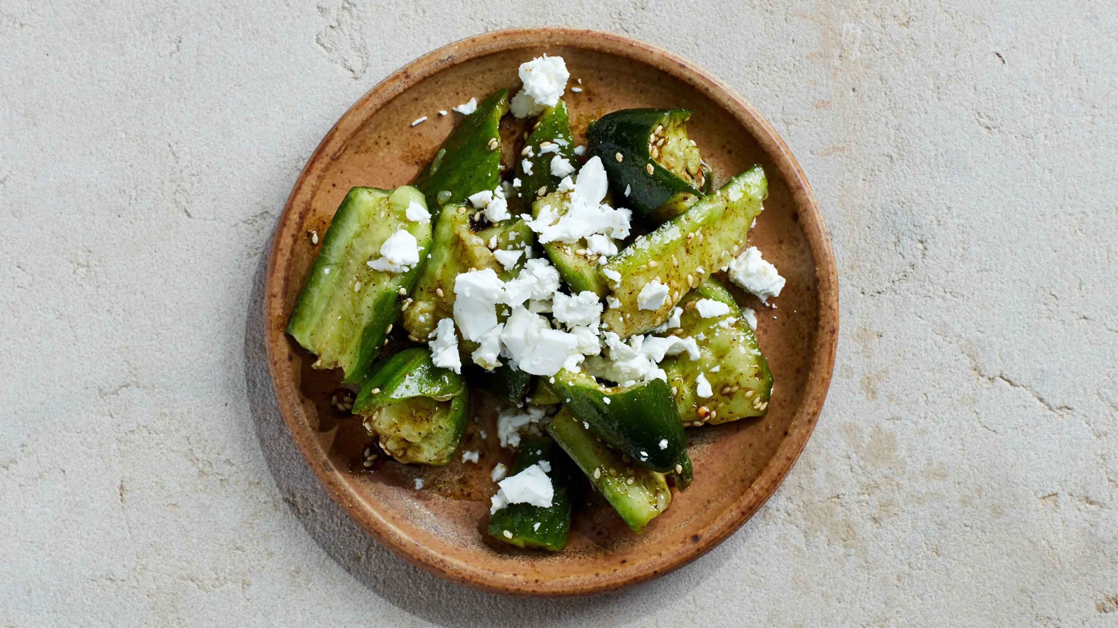 Smashed Cucumber Salad With Za'atar and Feta