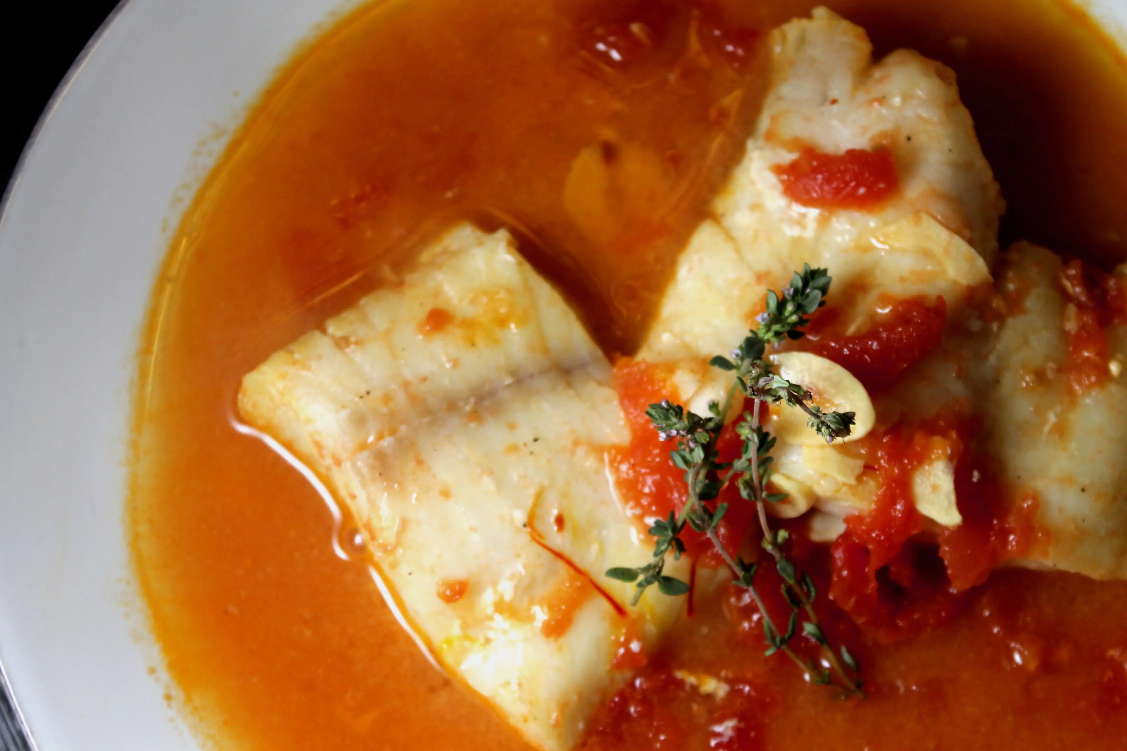 Spanish Style Cod with Tomato Saffron Broth