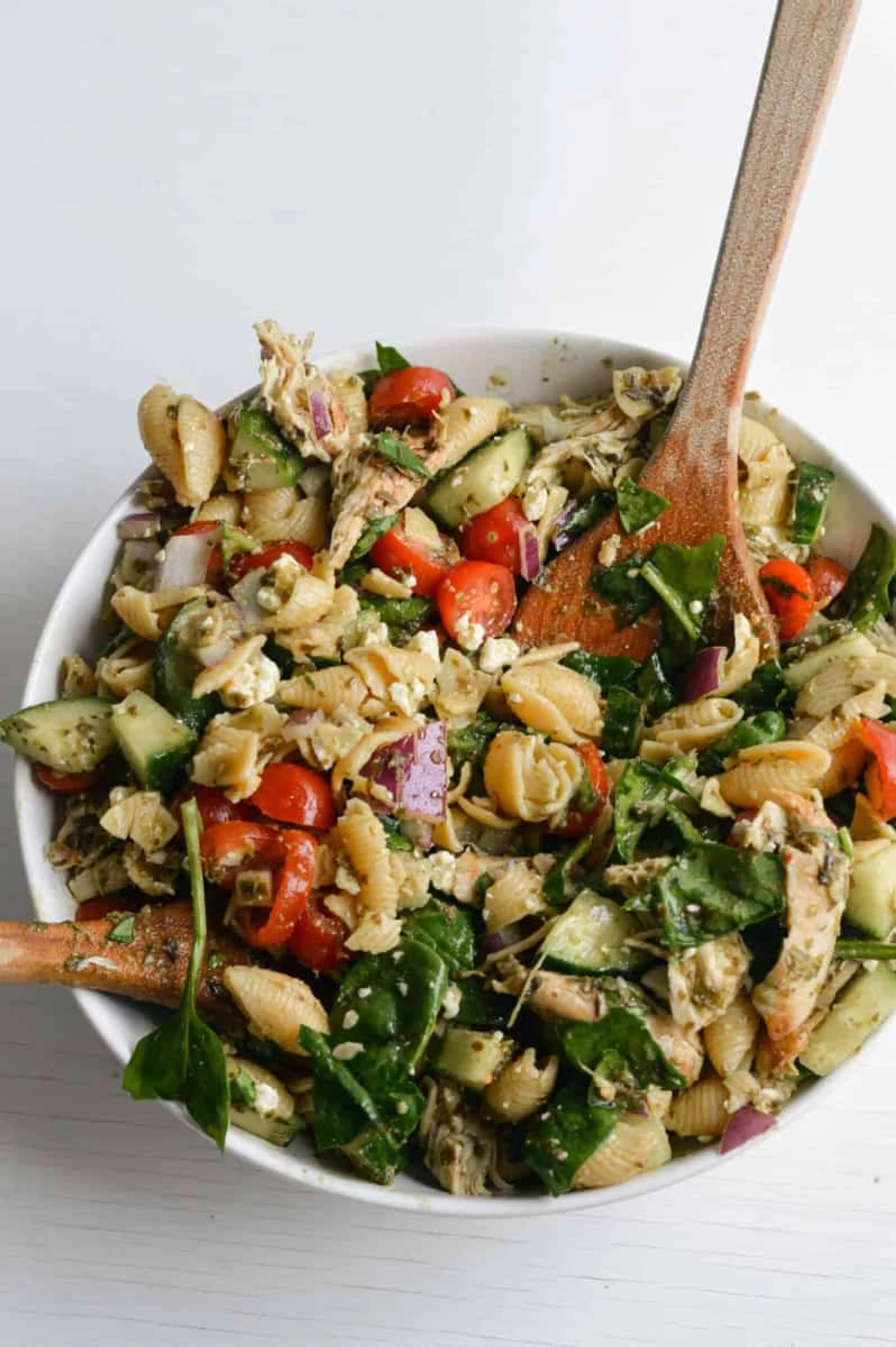 Healthy Chicken Pesto Pasta Salad