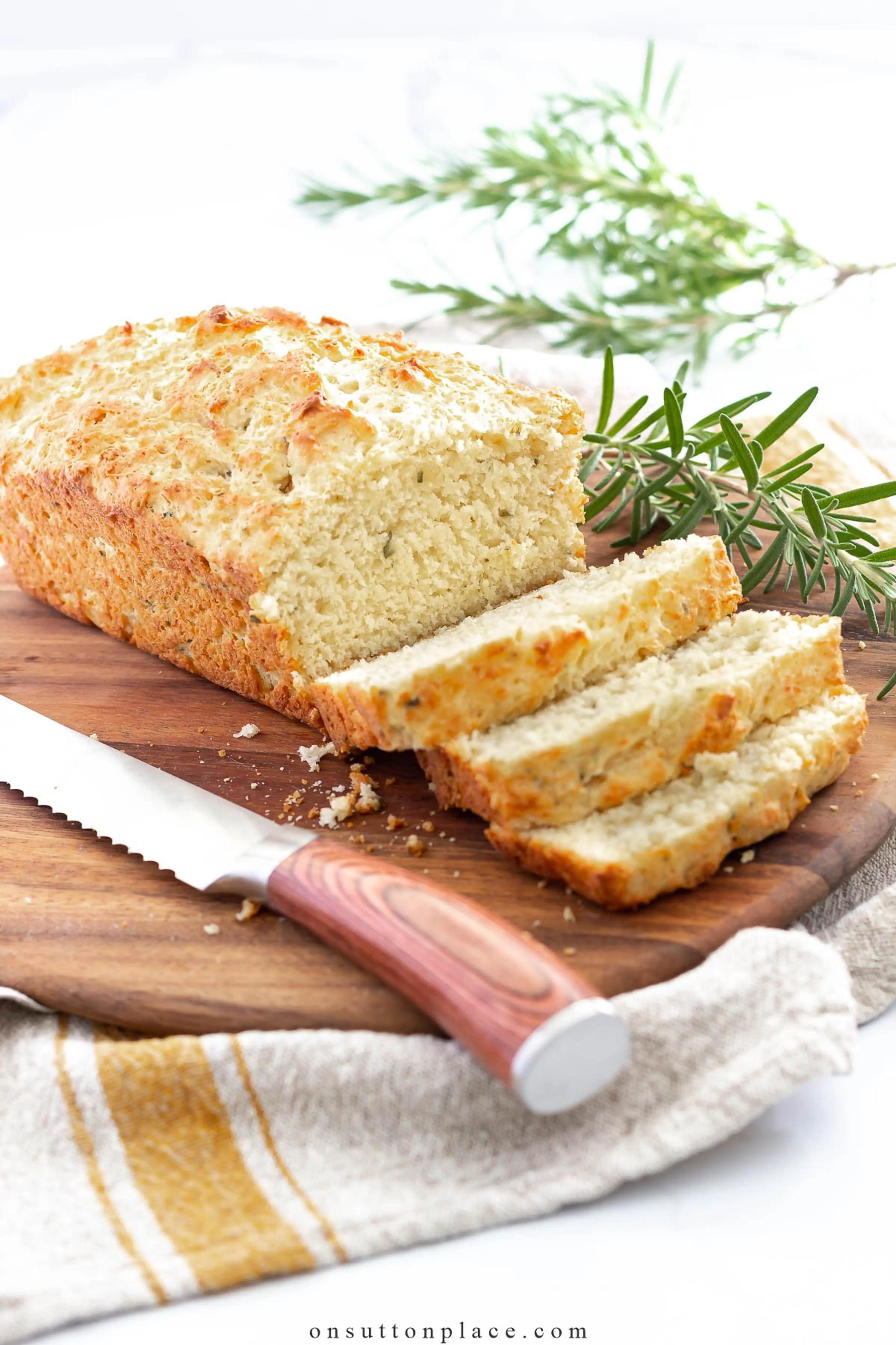 Easy Rosemary Bread Recipe with Garlic + Parmesan