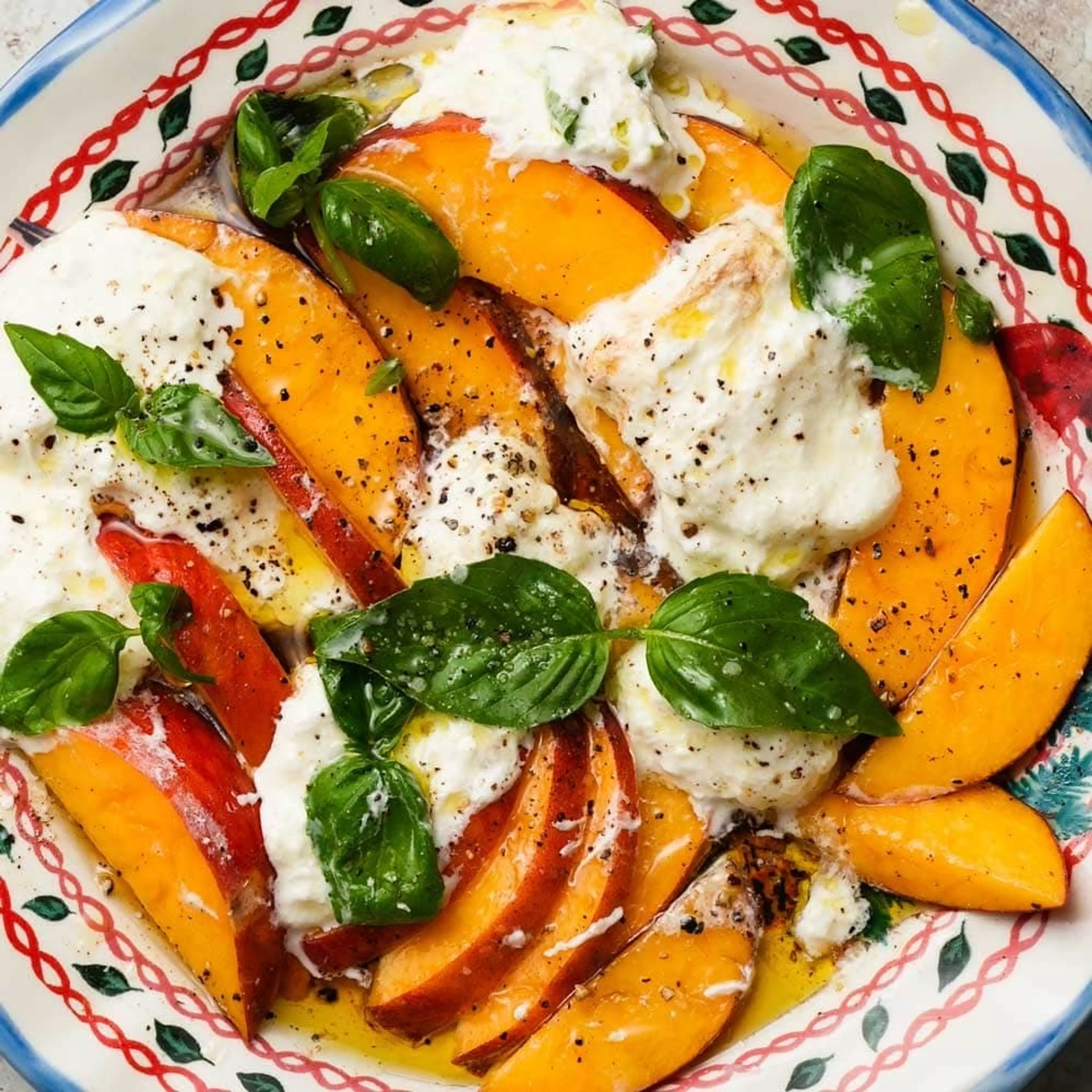 Peach and Burrata Caprese Salad