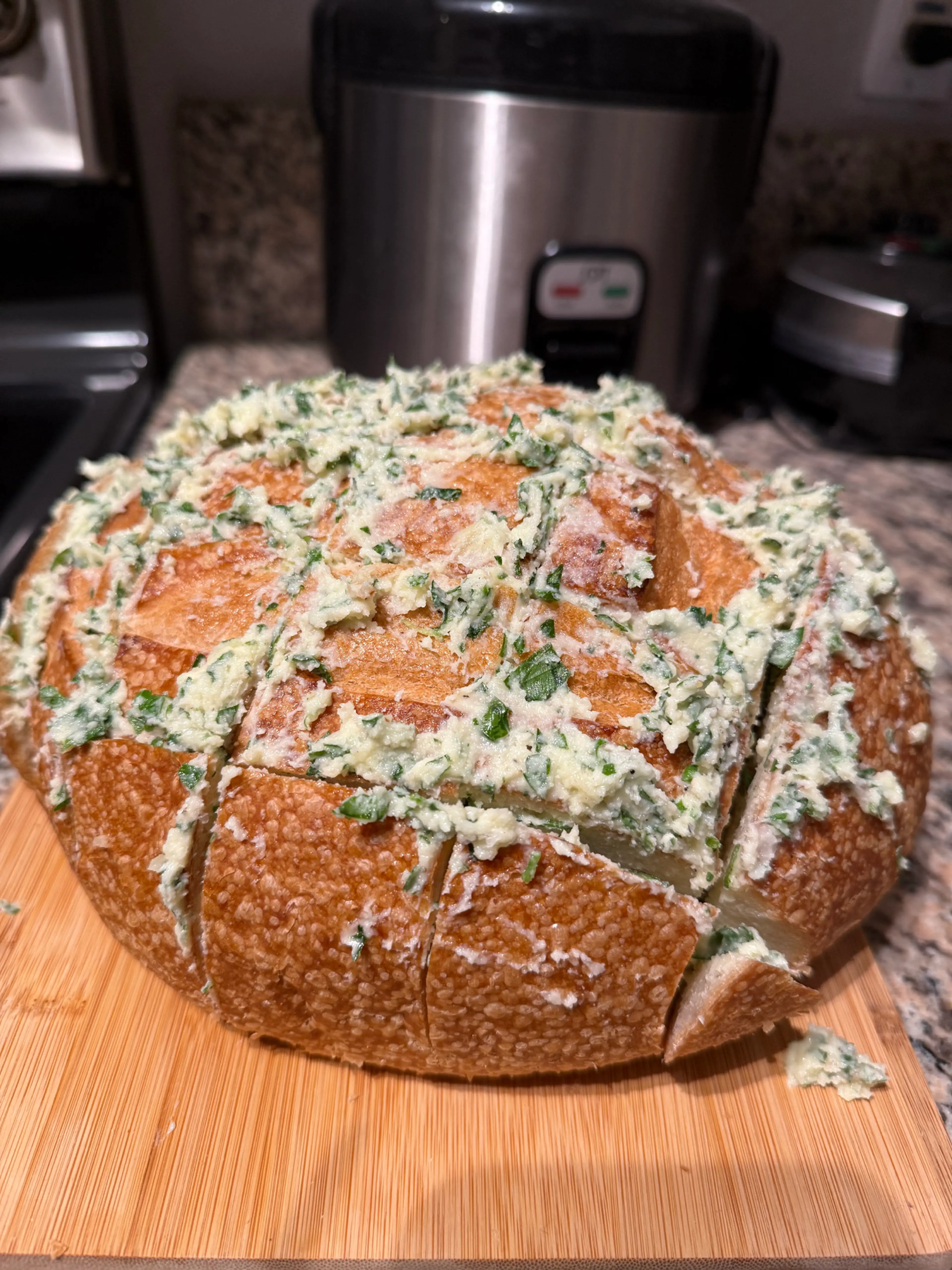 Garlic Pull-apart Ciabatta (or Sourdough*)