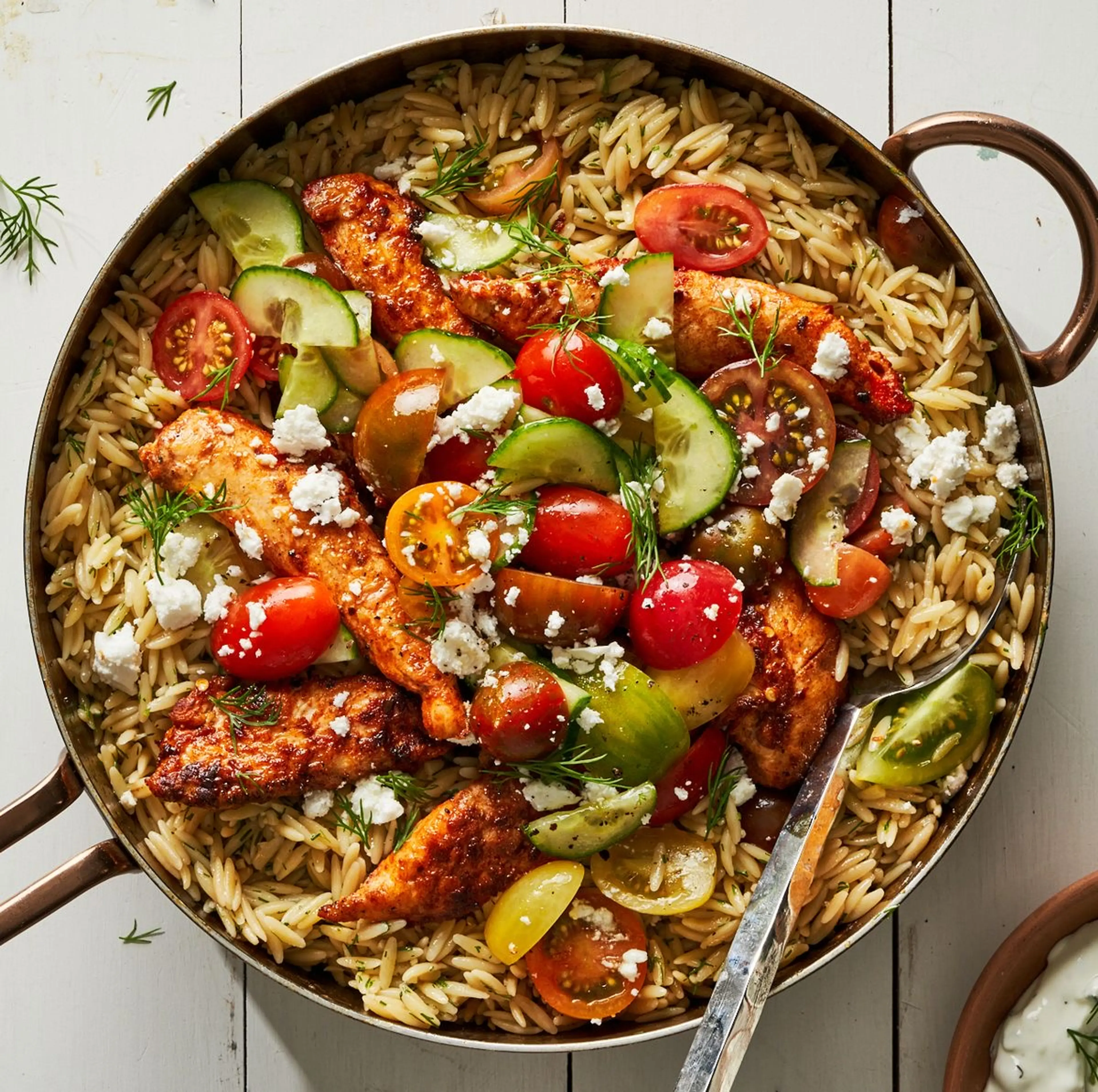 One-Pot Shawarma Chicken and Orzo Skillet