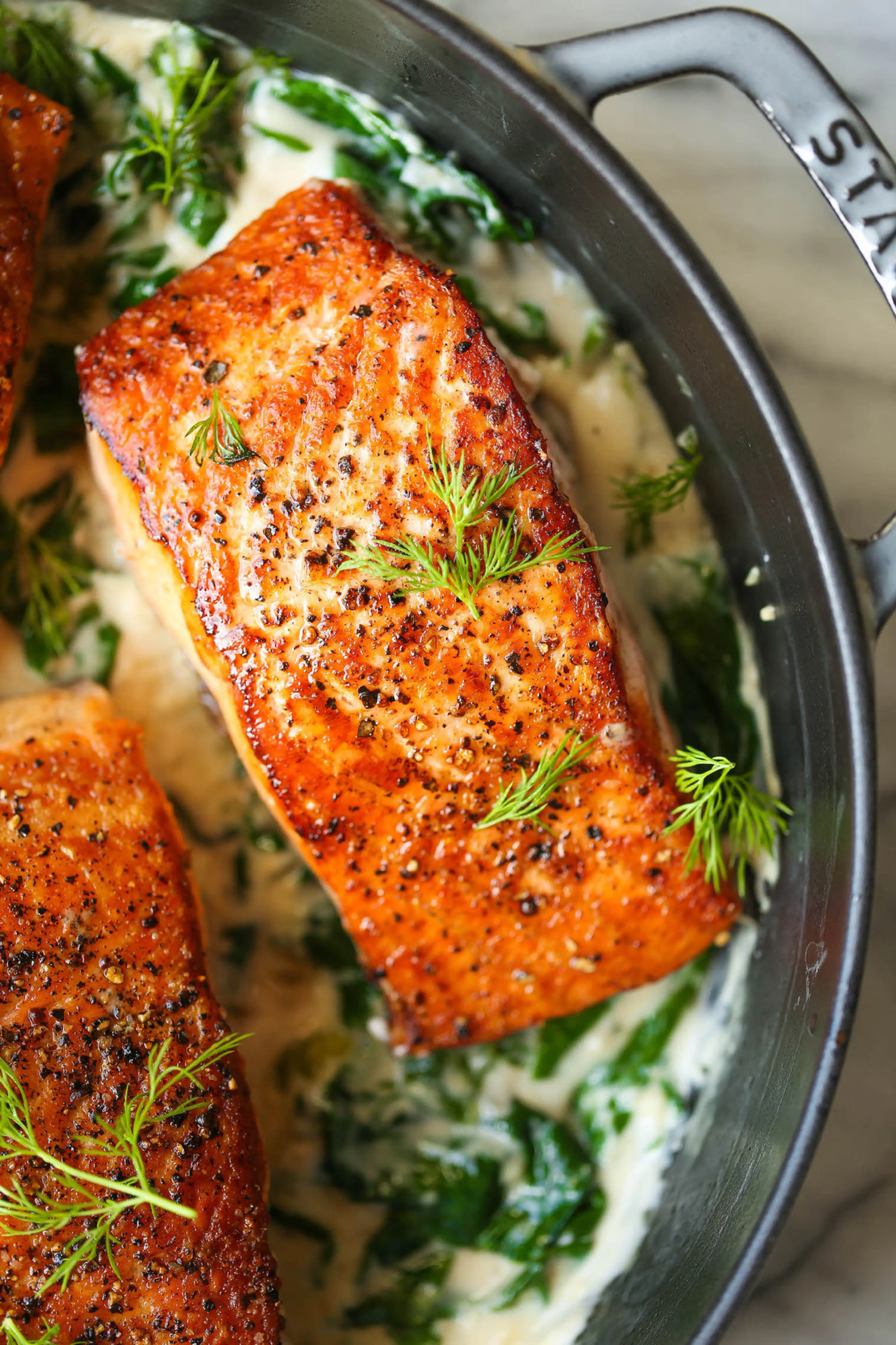 Salmon with Garlic Cream Sauce