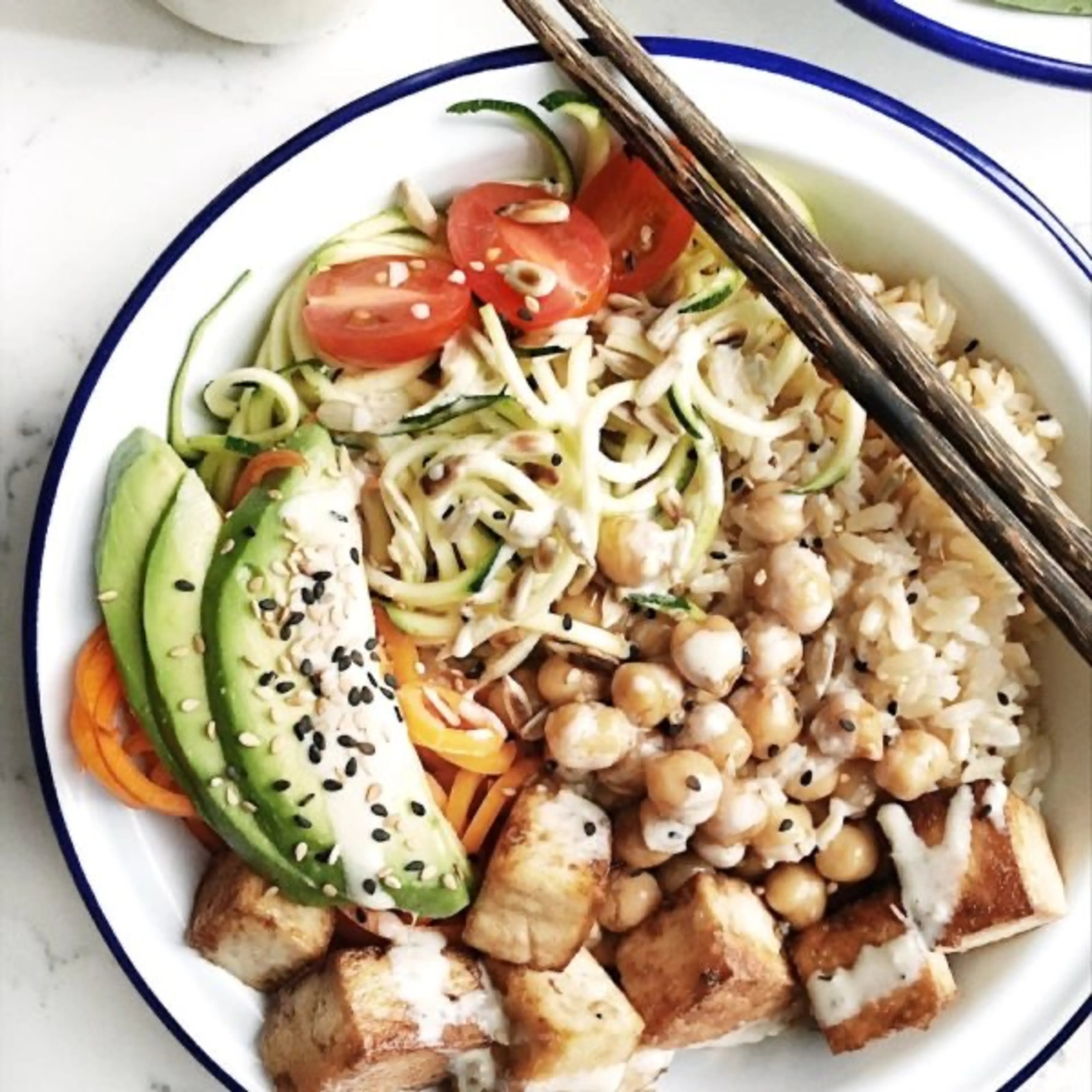 Sesame Tofu Buddha Bowls With Tahini Sauce