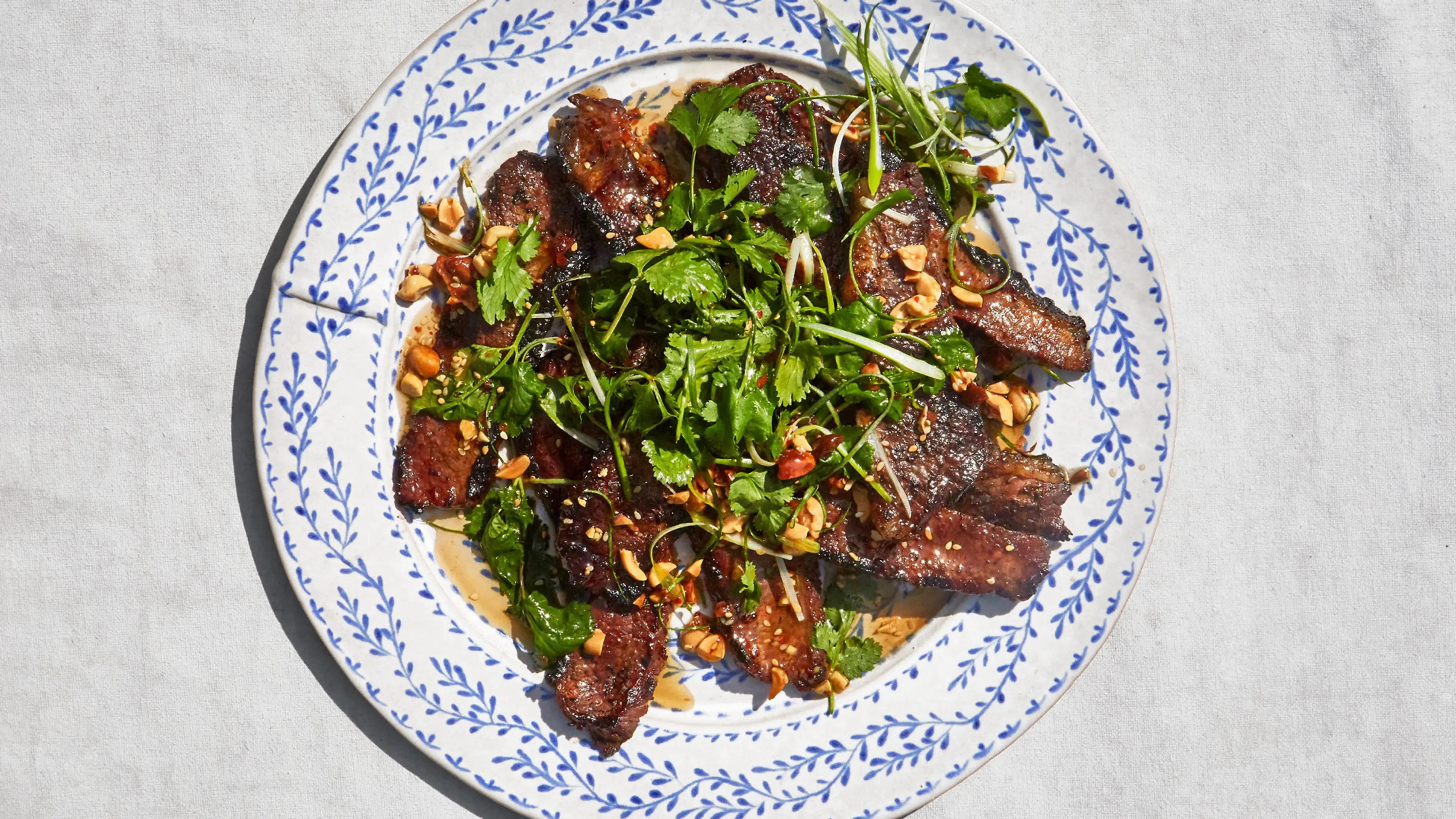 Grilled Brisket With Scallion-Peanut Salsa