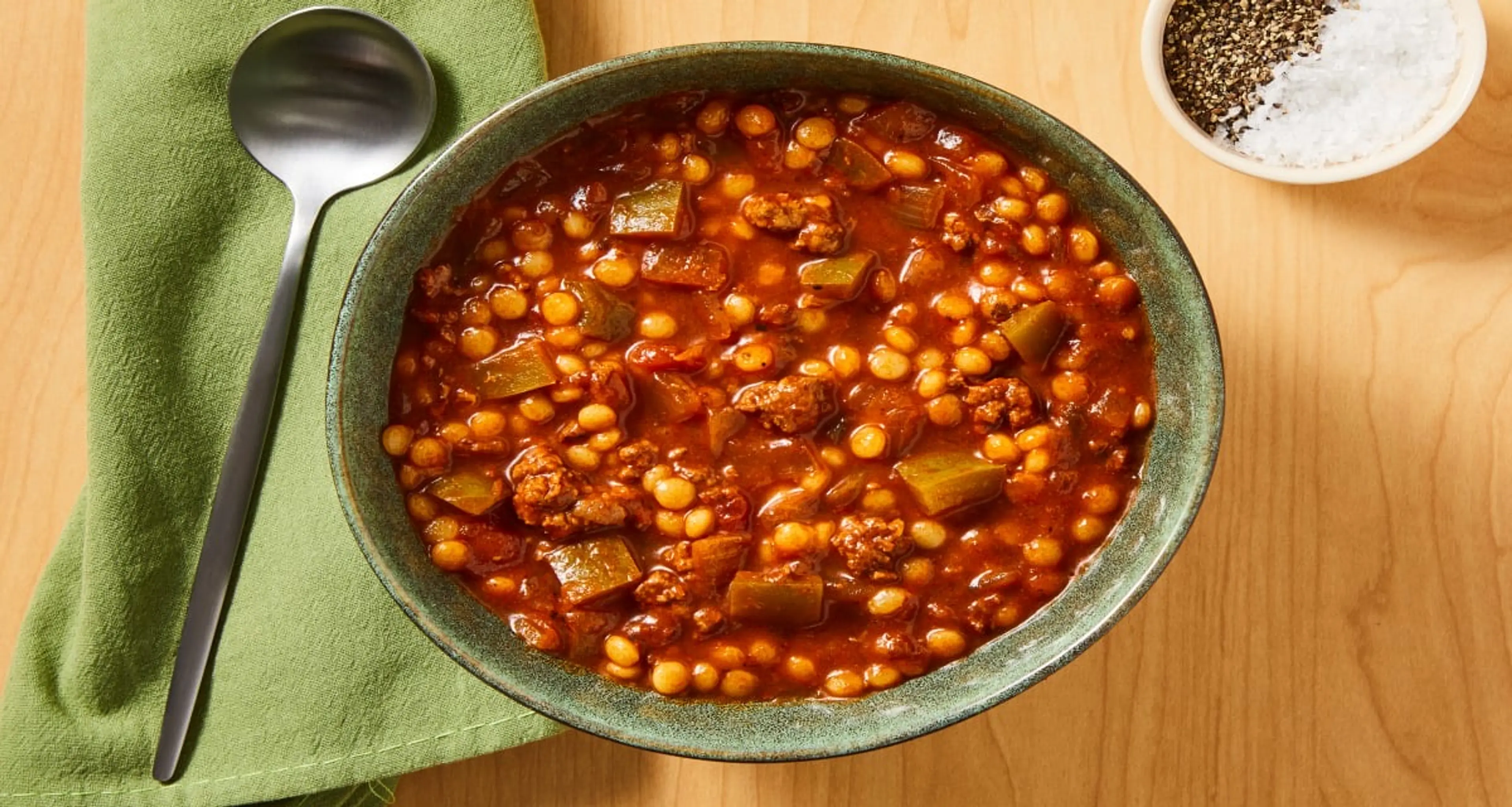 One-Pot Turkey Stuffed Bell Pepper Soup with Pearl Pasta