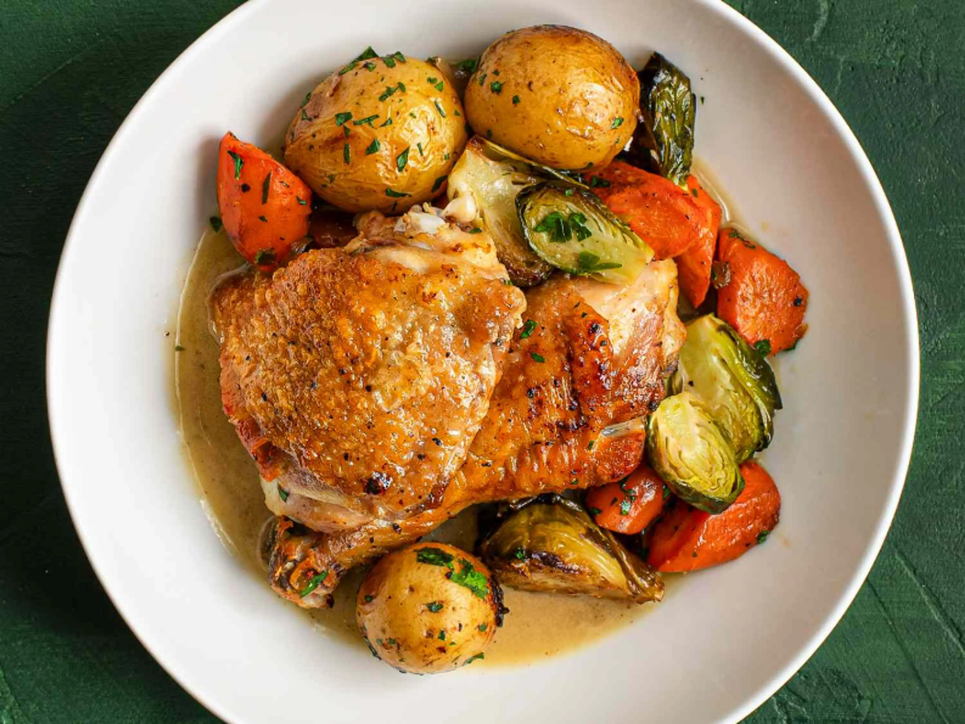 Pan-Roasted Chicken With Vegetables and Dijon Jus Recipe