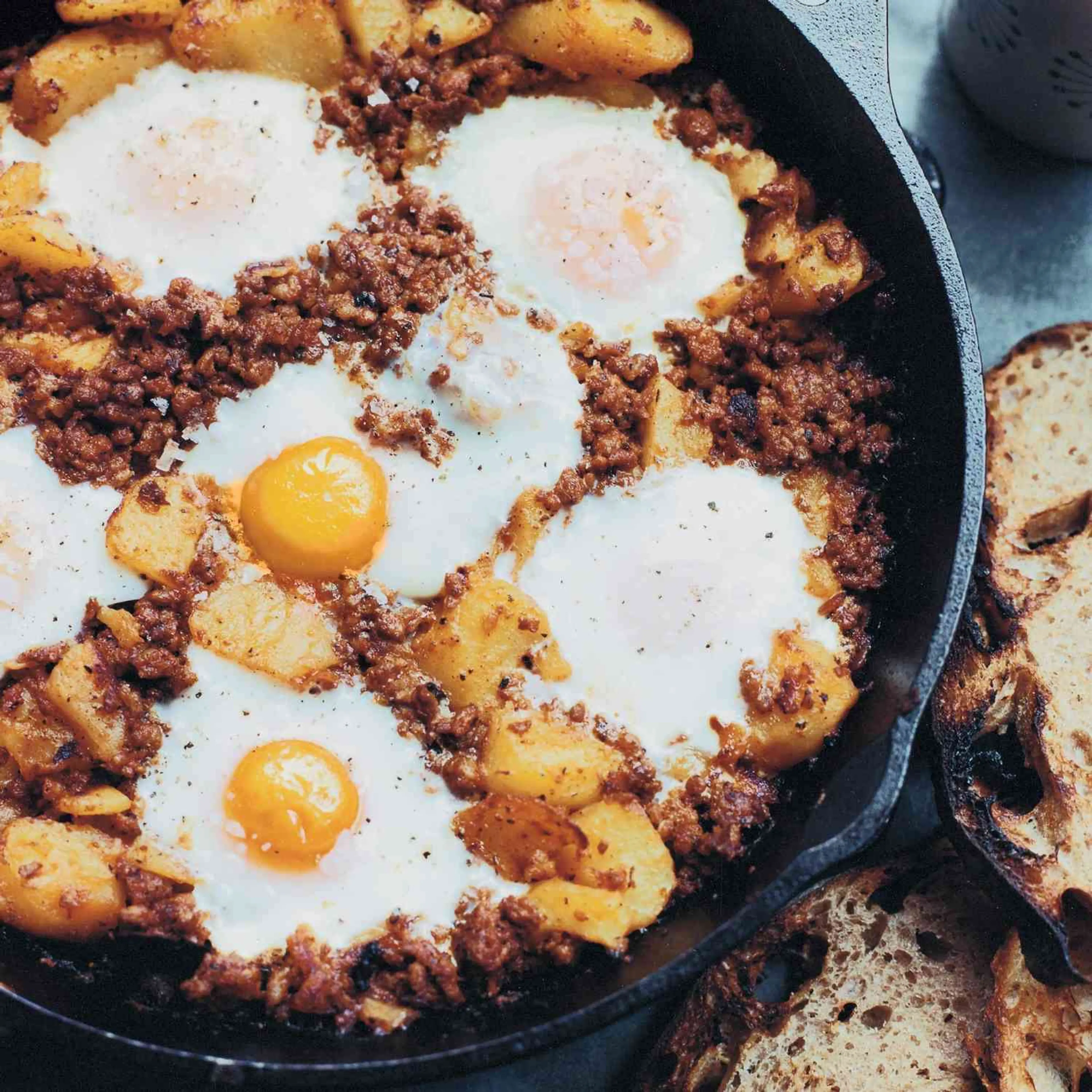 Baked Eggs with Chorizo and Potatoes