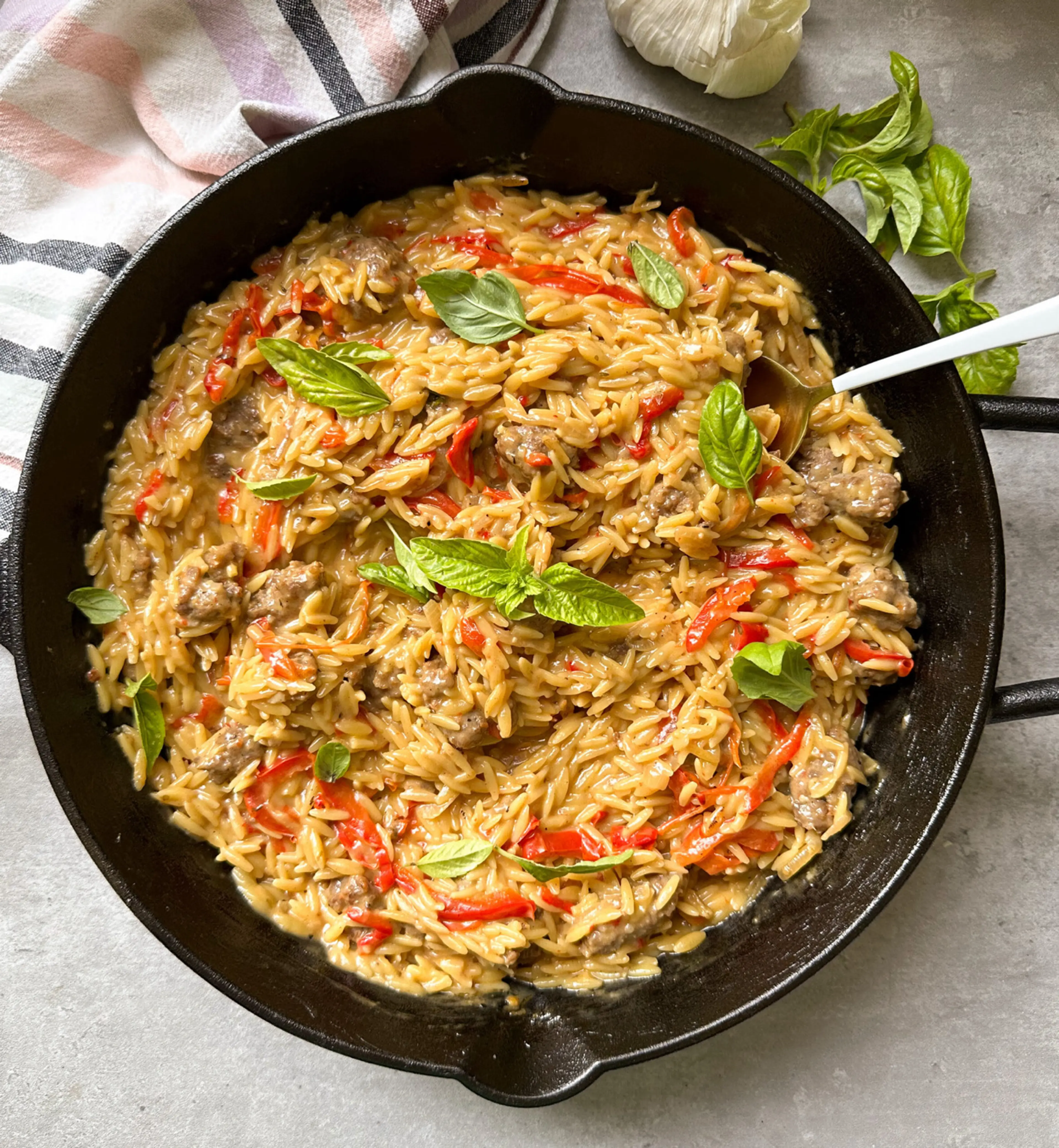 Fried Sausage & Pepper Orzo