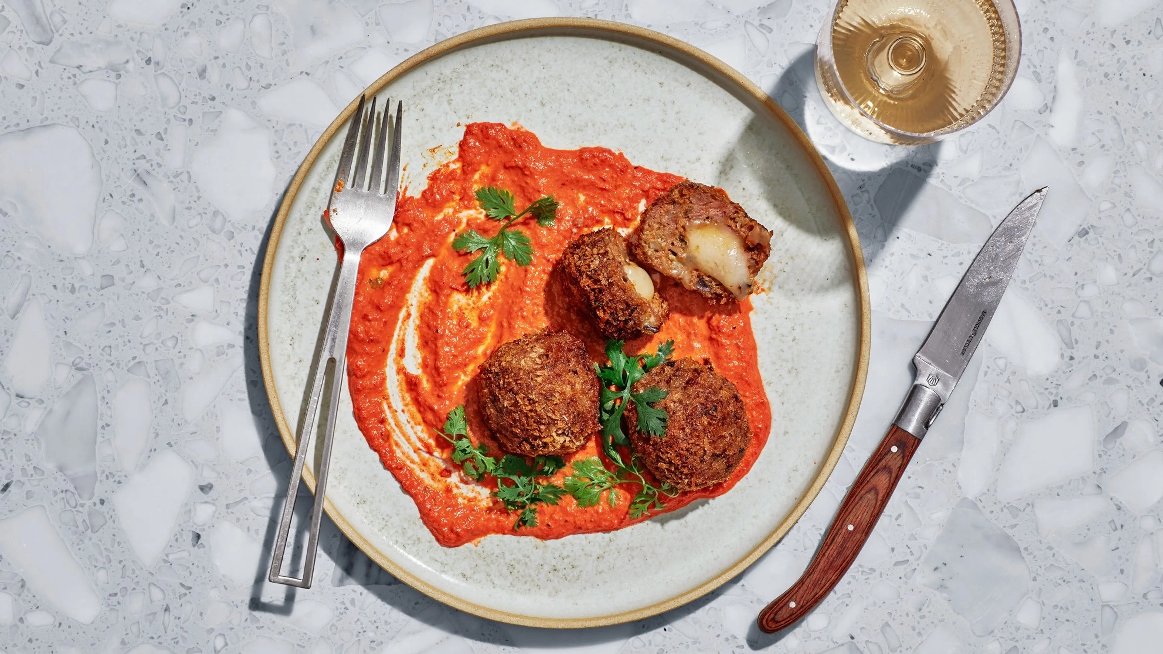 Lamb Meatballs With Pecan Romesco