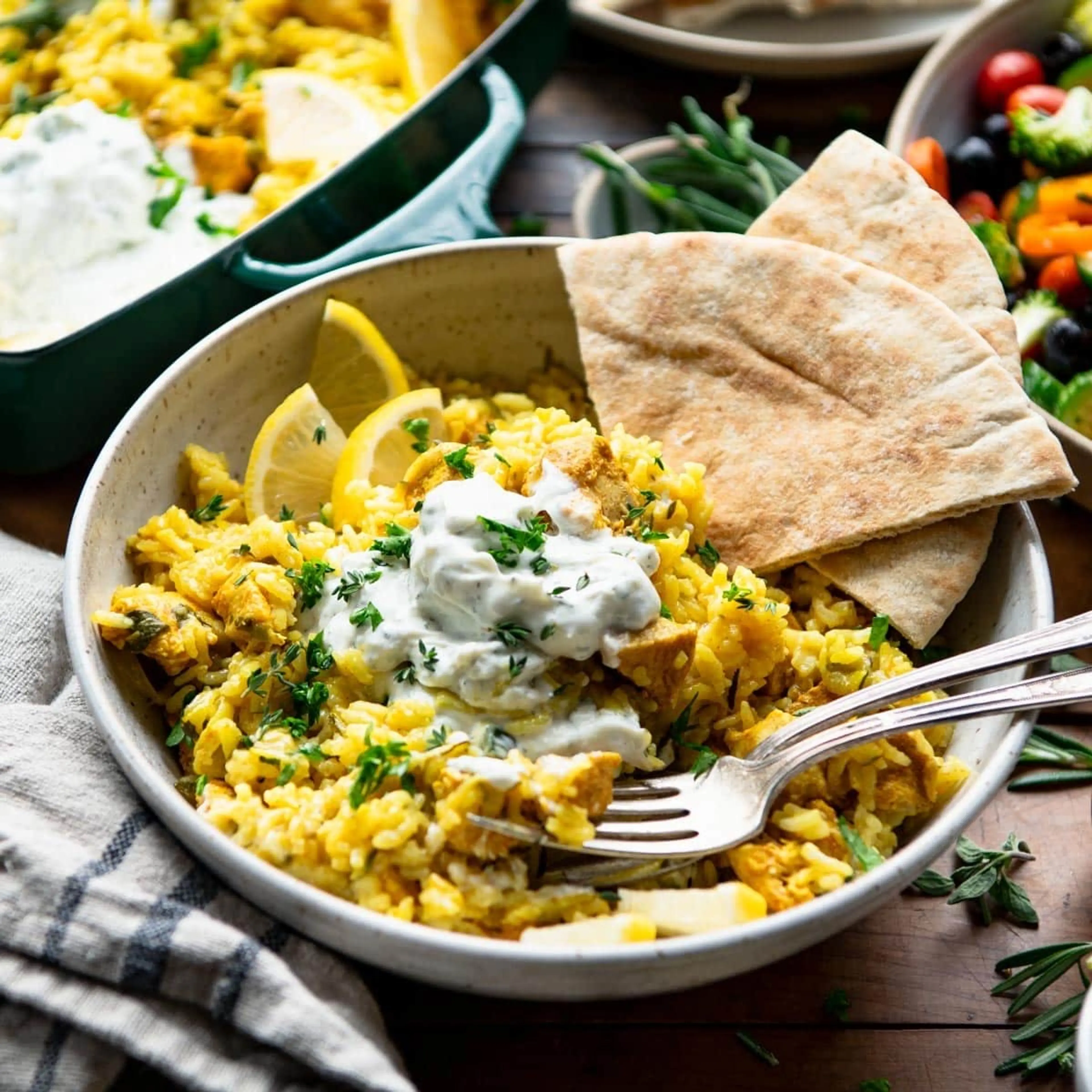 Dump-and-Bake Chicken Tzatziki and Rice