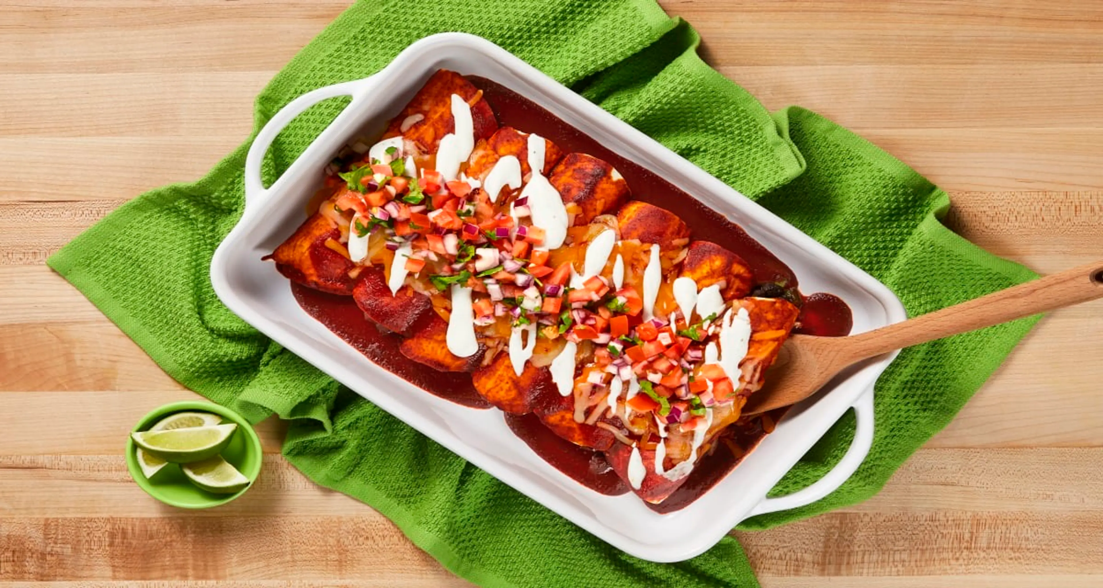 Cheesy Black Bean Enchiladas with Long Green Pepper, Cilantr