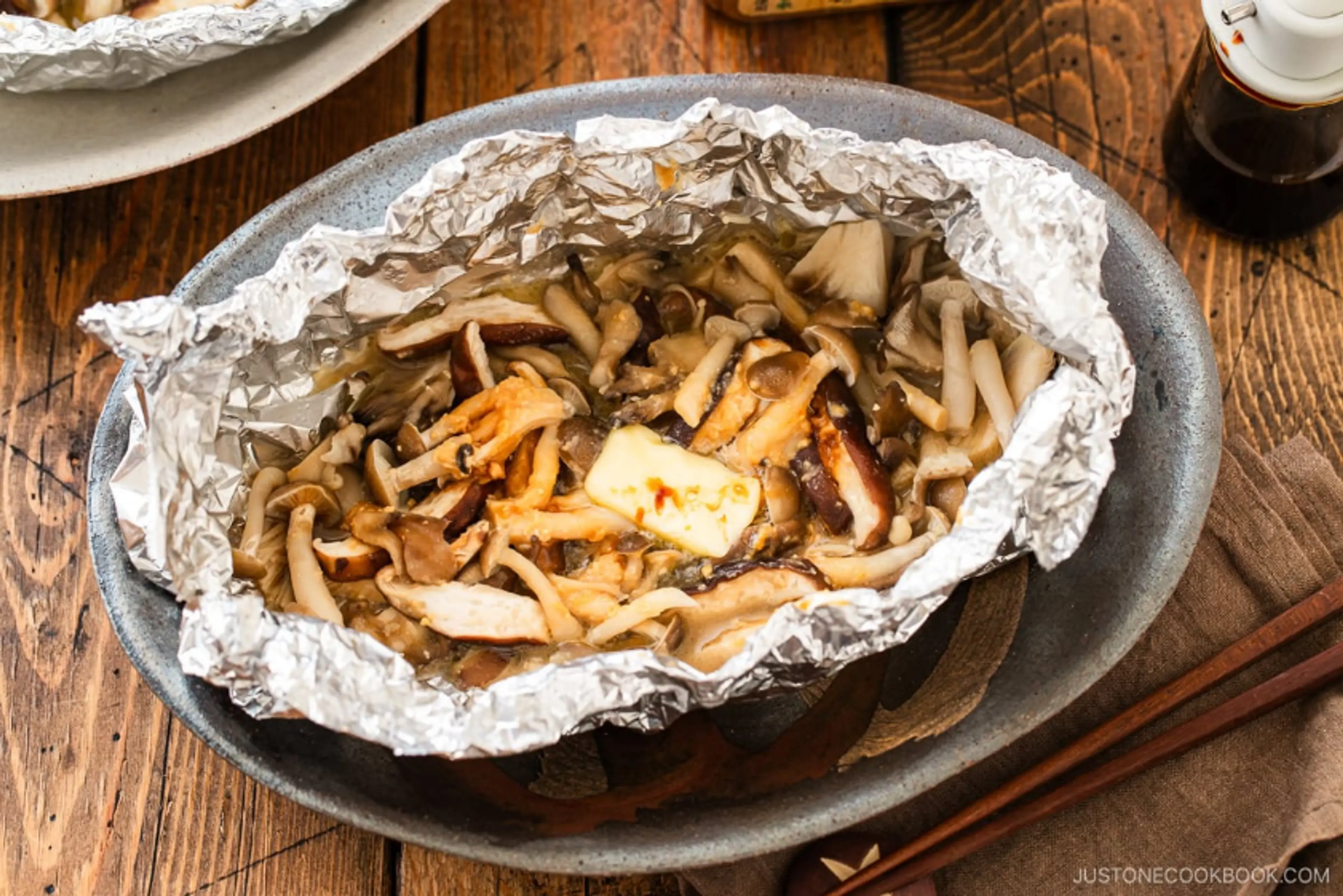 Miso Butter Mushrooms in Foil