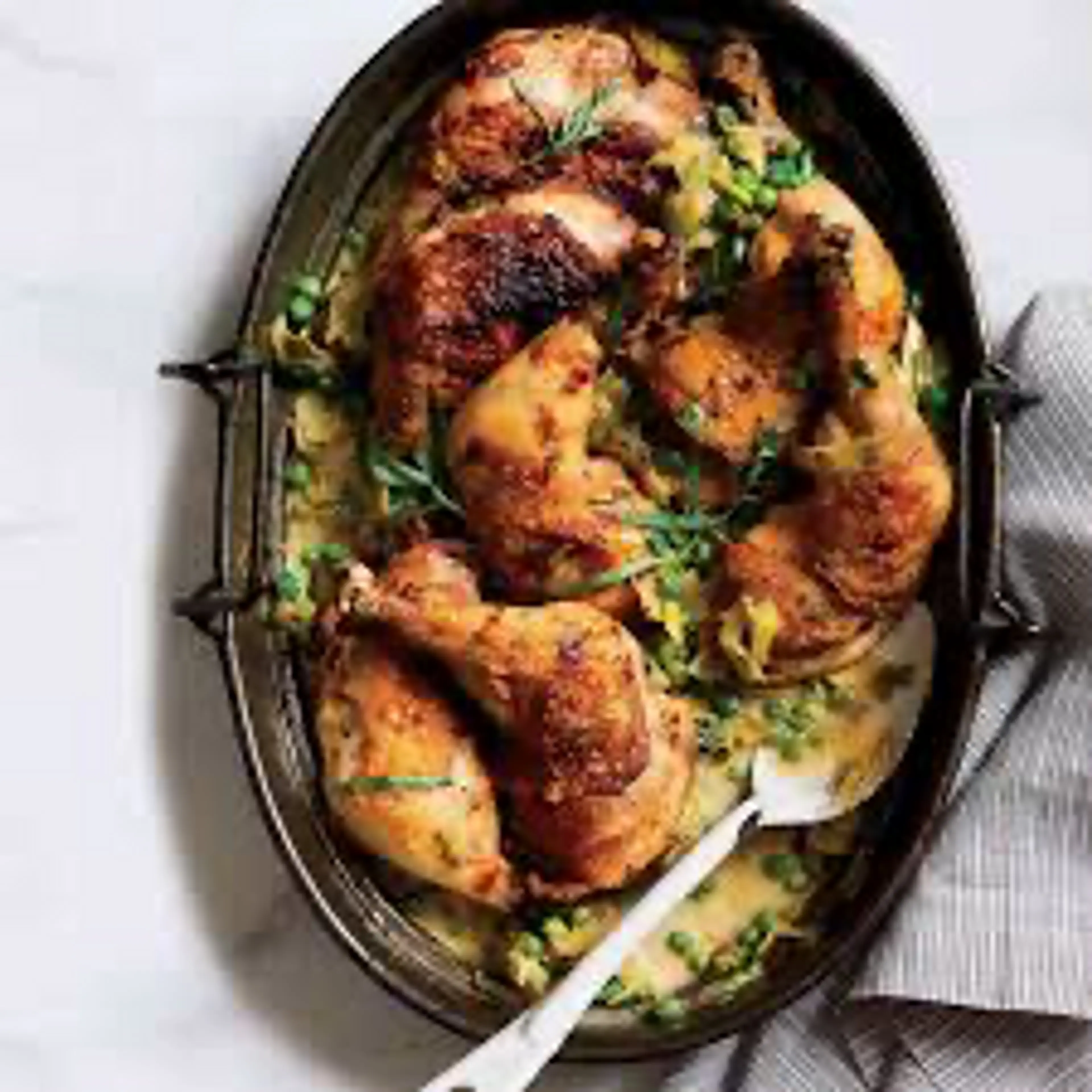 Braised Chicken with Leeks and and Saffron