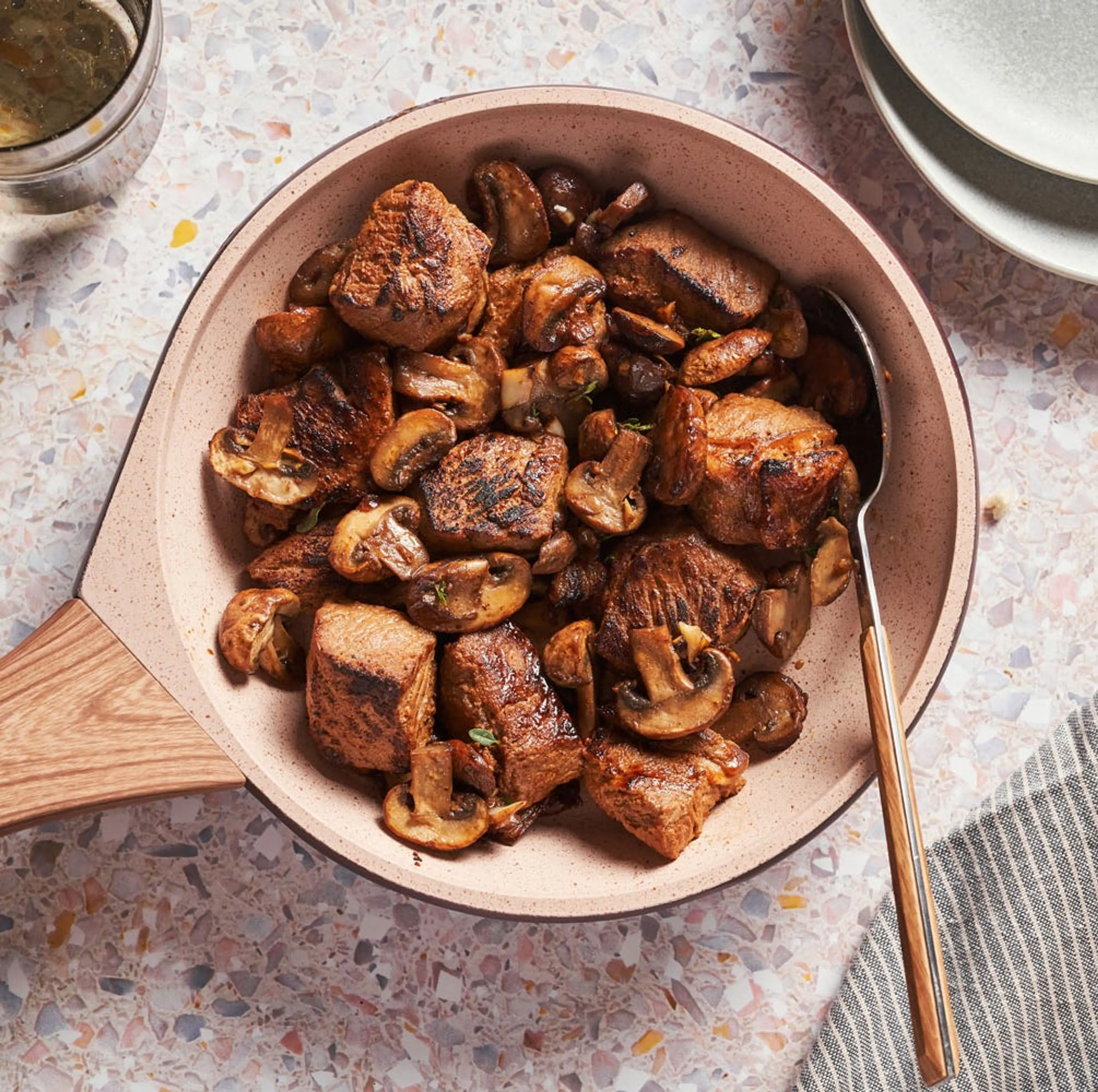 Garlicky Steak & Mushroom Bites