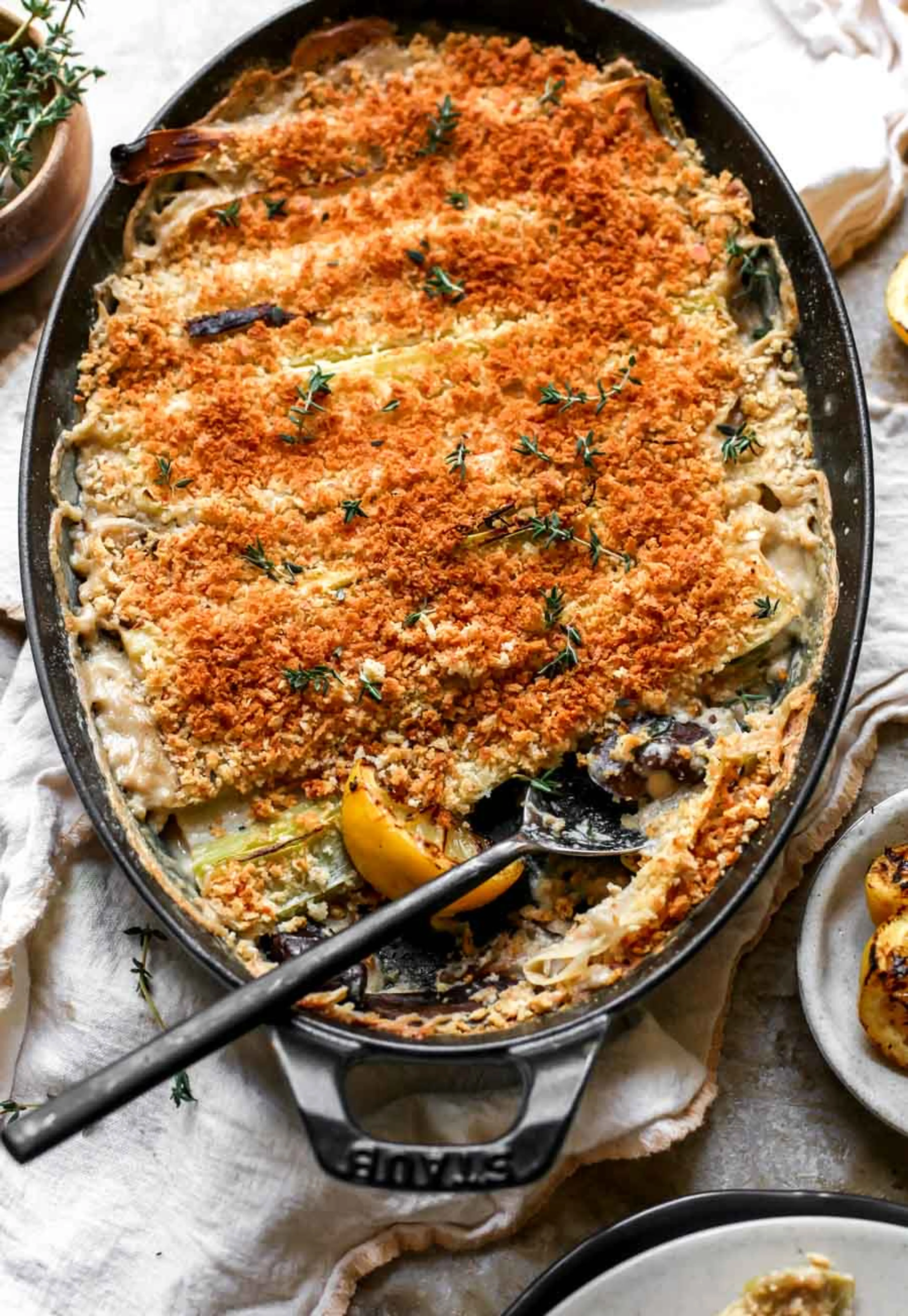 Spring Leek and Mushroom Gratin