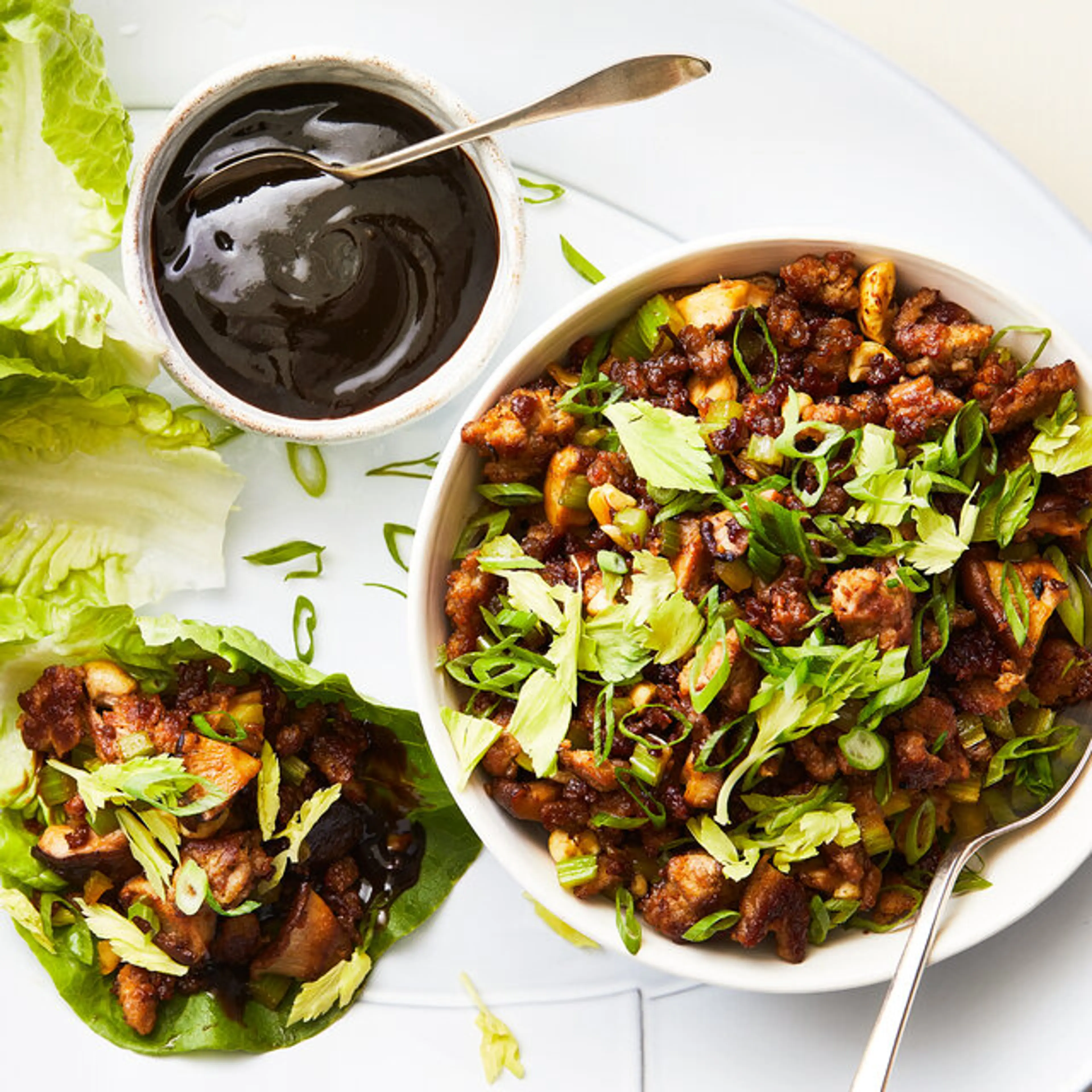 Ground Turkey, Shiitake and Cashew Lettuce Cups