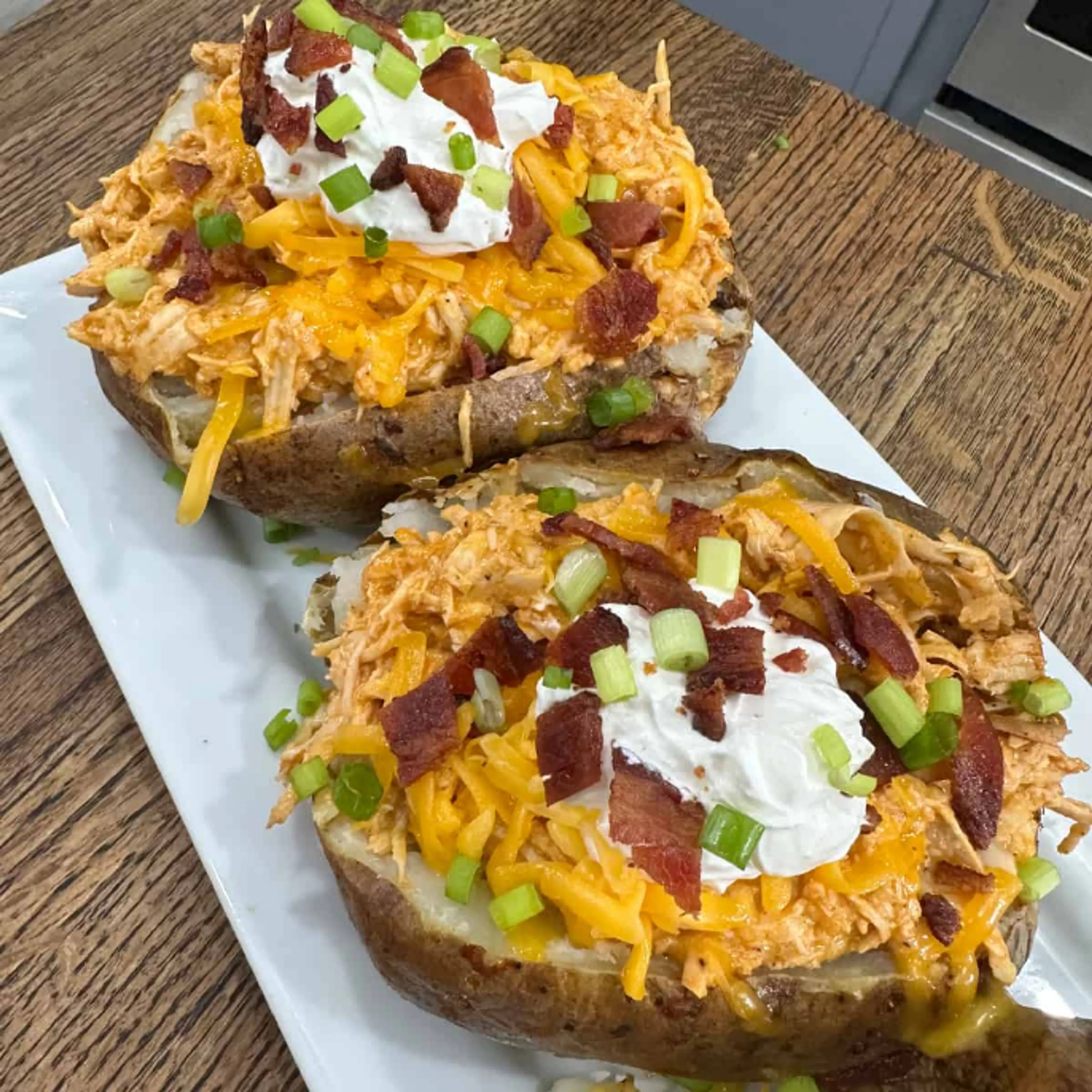 Buffalo Chicken Baked Potatoes